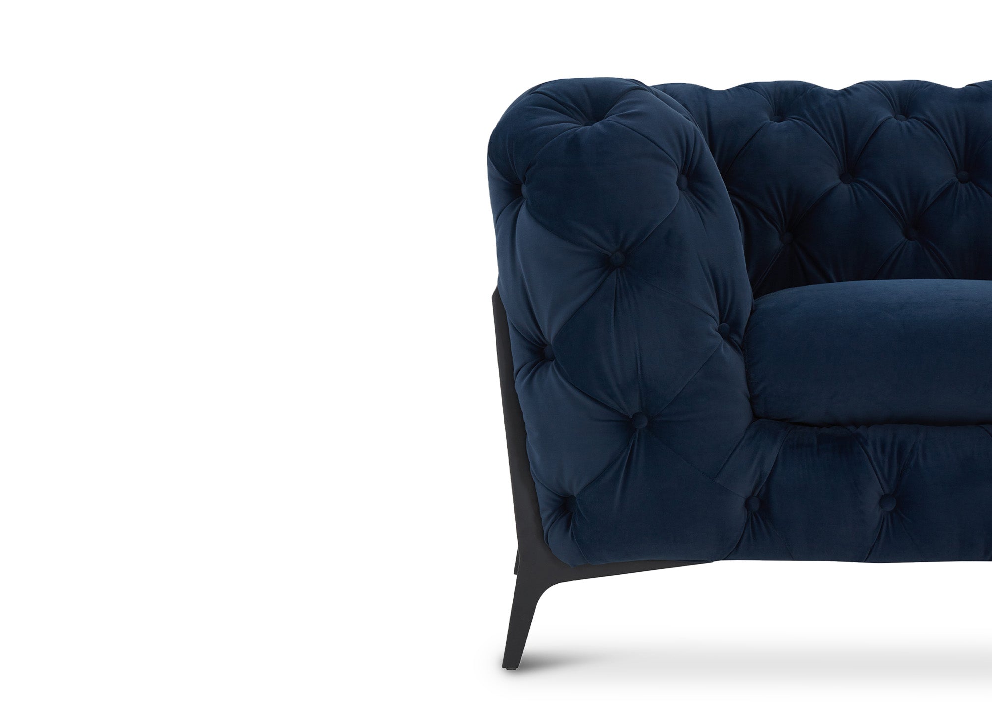 CARMEN blauer Chesterfield-Polstersessel aus Samt