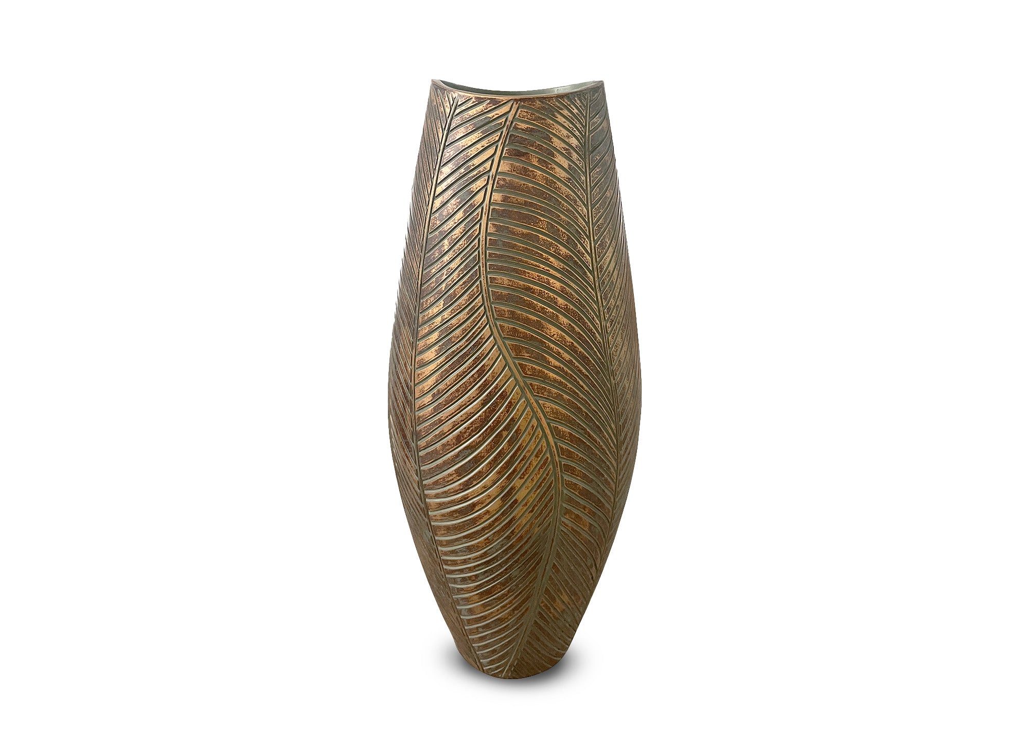 ZAHARA Vase aus Polyresin in Grün und Gold, H54 cm