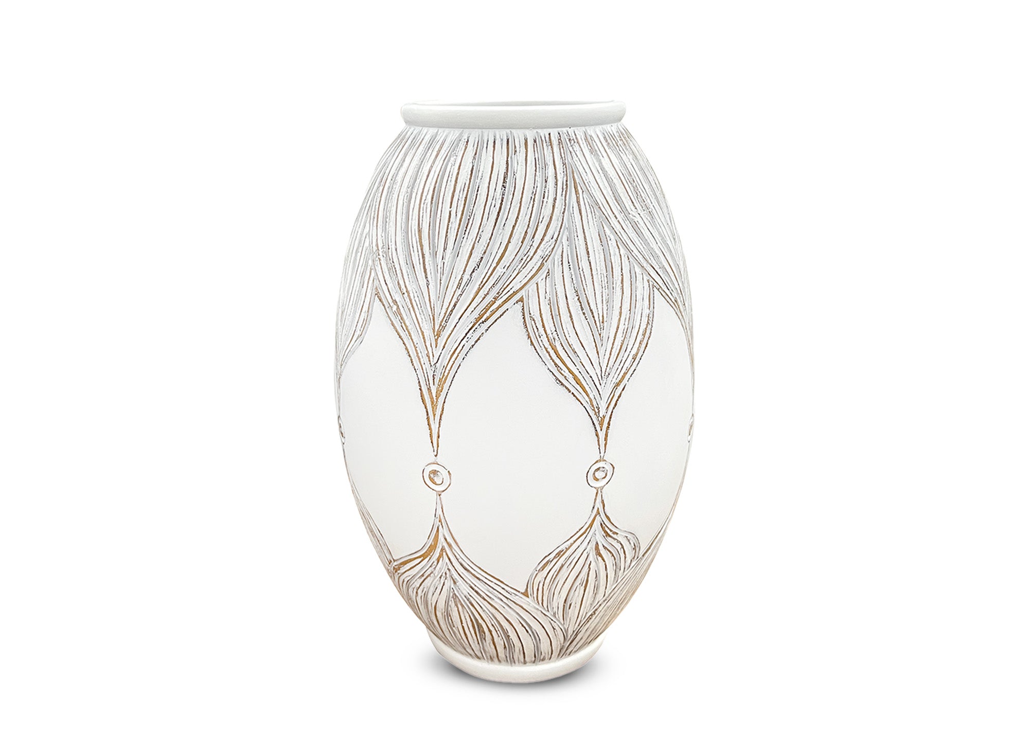 Weiße Polyresinvase H36 cm MANOLIS