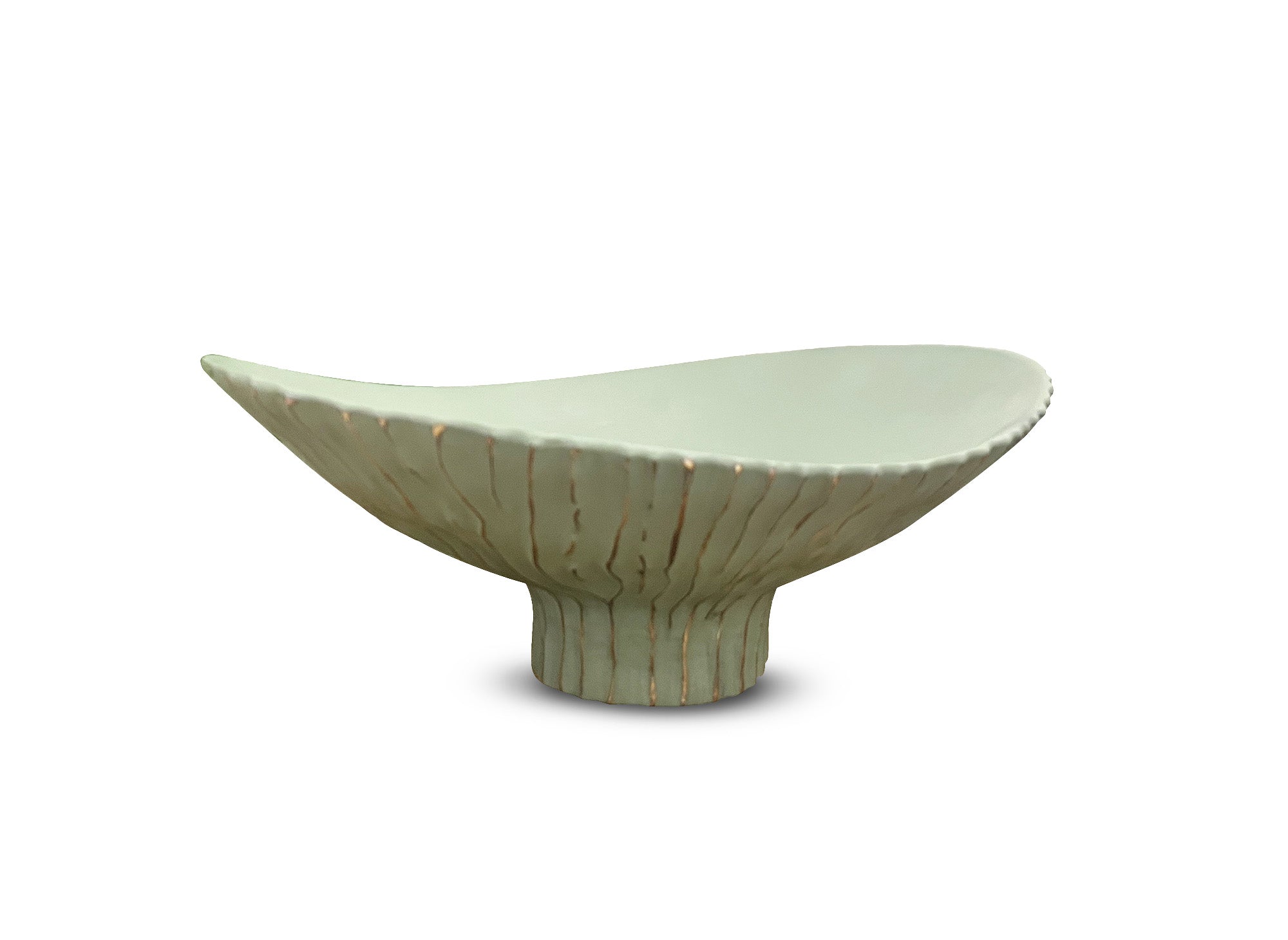 GABY Ovale Schale aus Polyresin, Grün und Gold, 46 cm