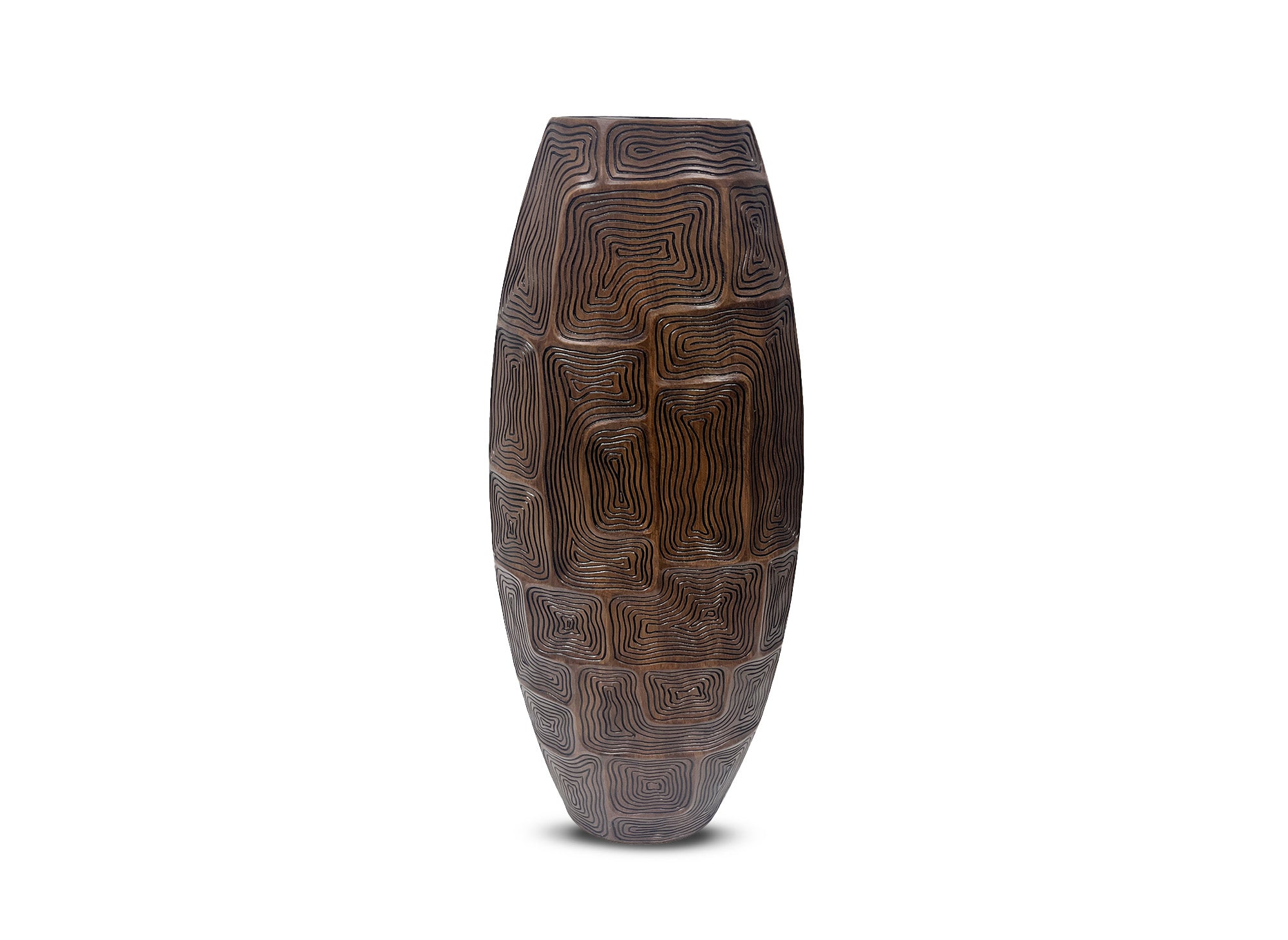 Totemvase ARBORA aus schwarzem und braunem Harz, H60 cm