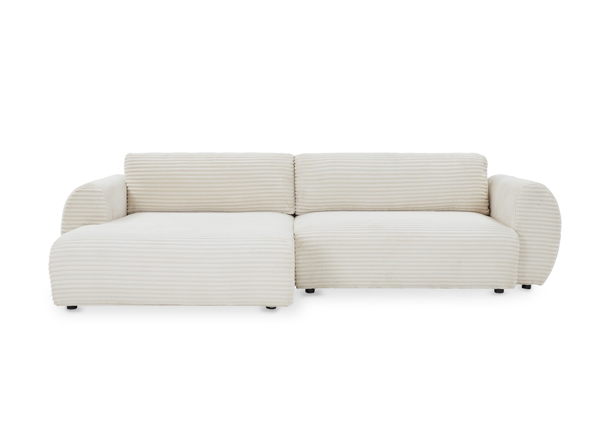 TILDA Ecksofa mit Bettfunktion und Stauraum, Beige, weicher Cord, linke Ecke