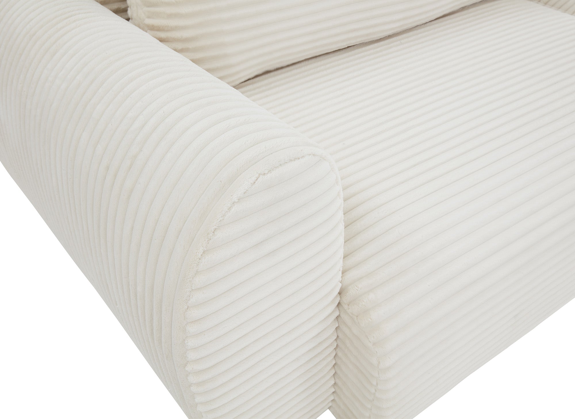 TILDA Ecksofa mit Bettfunktion und Stauraum, Beige, weicher Cord, rechtwinklig