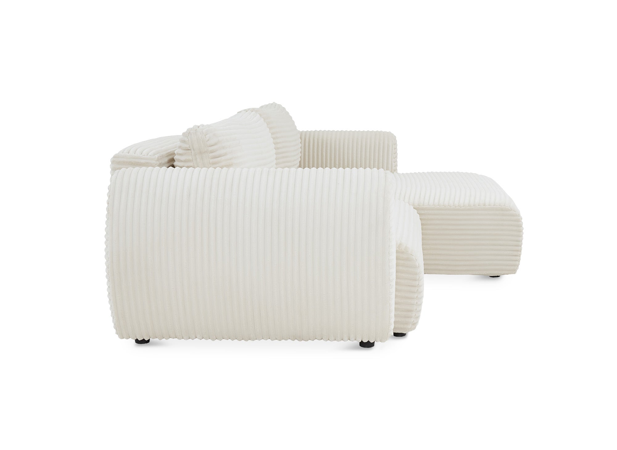 TILDA Ecksofa mit Bettfunktion und Stauraum, Beige, weicher Cord, rechtwinklig