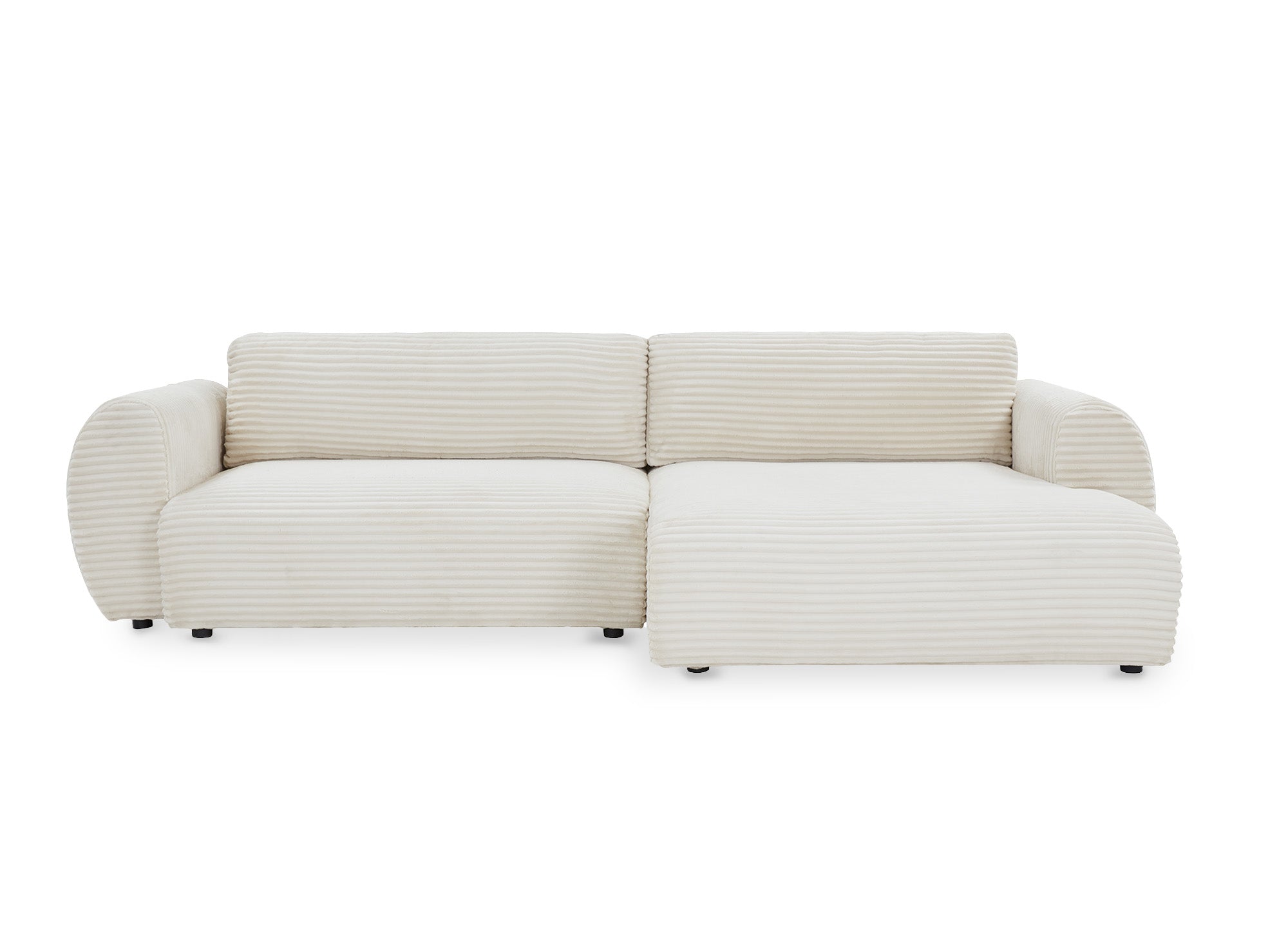 TILDA Ecksofa mit Bettfunktion und Stauraum, Beige, weicher Cord, rechtwinklig