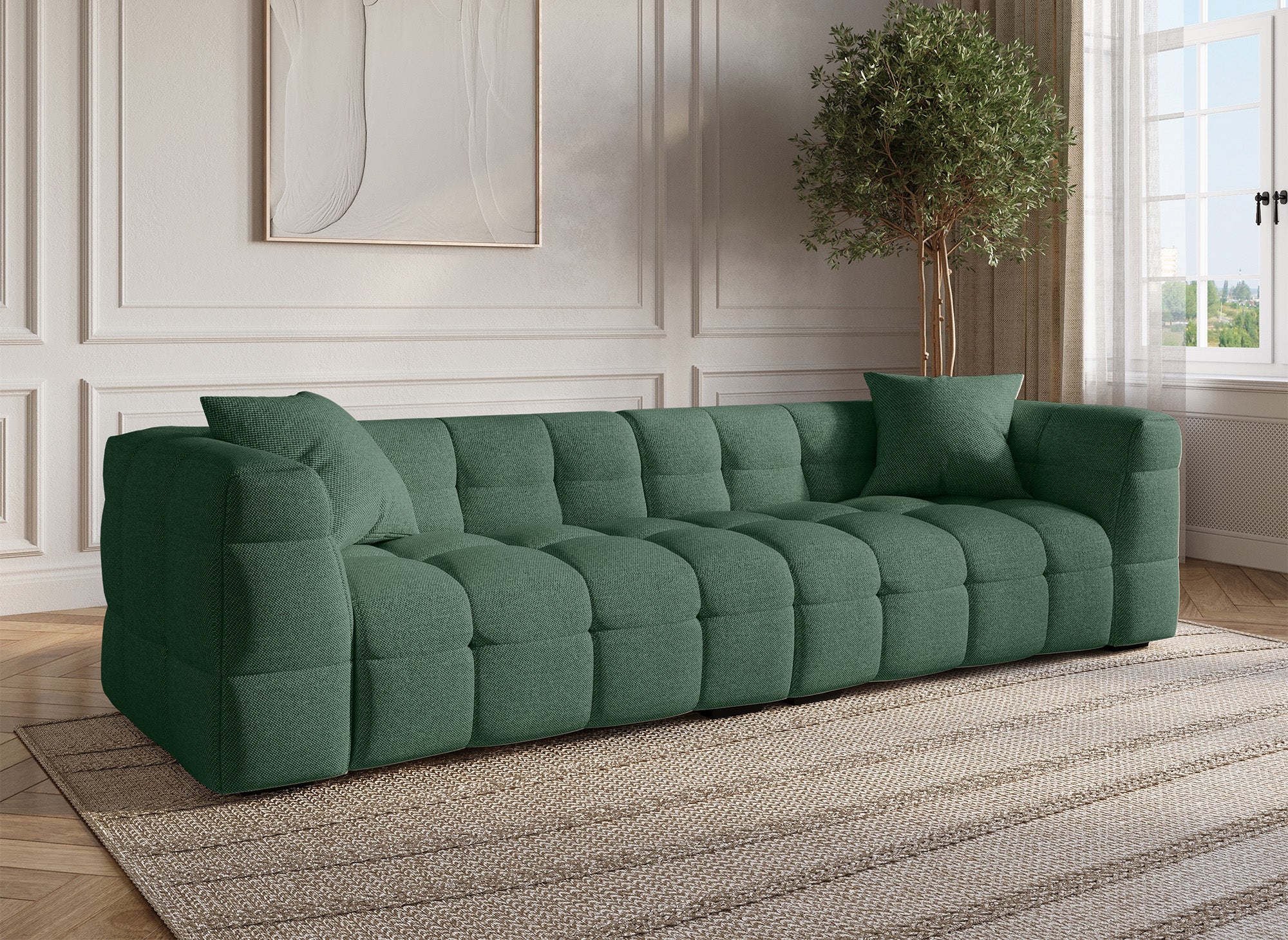 BELLA 4-Sitzer-Sofa aus grünem Stoff