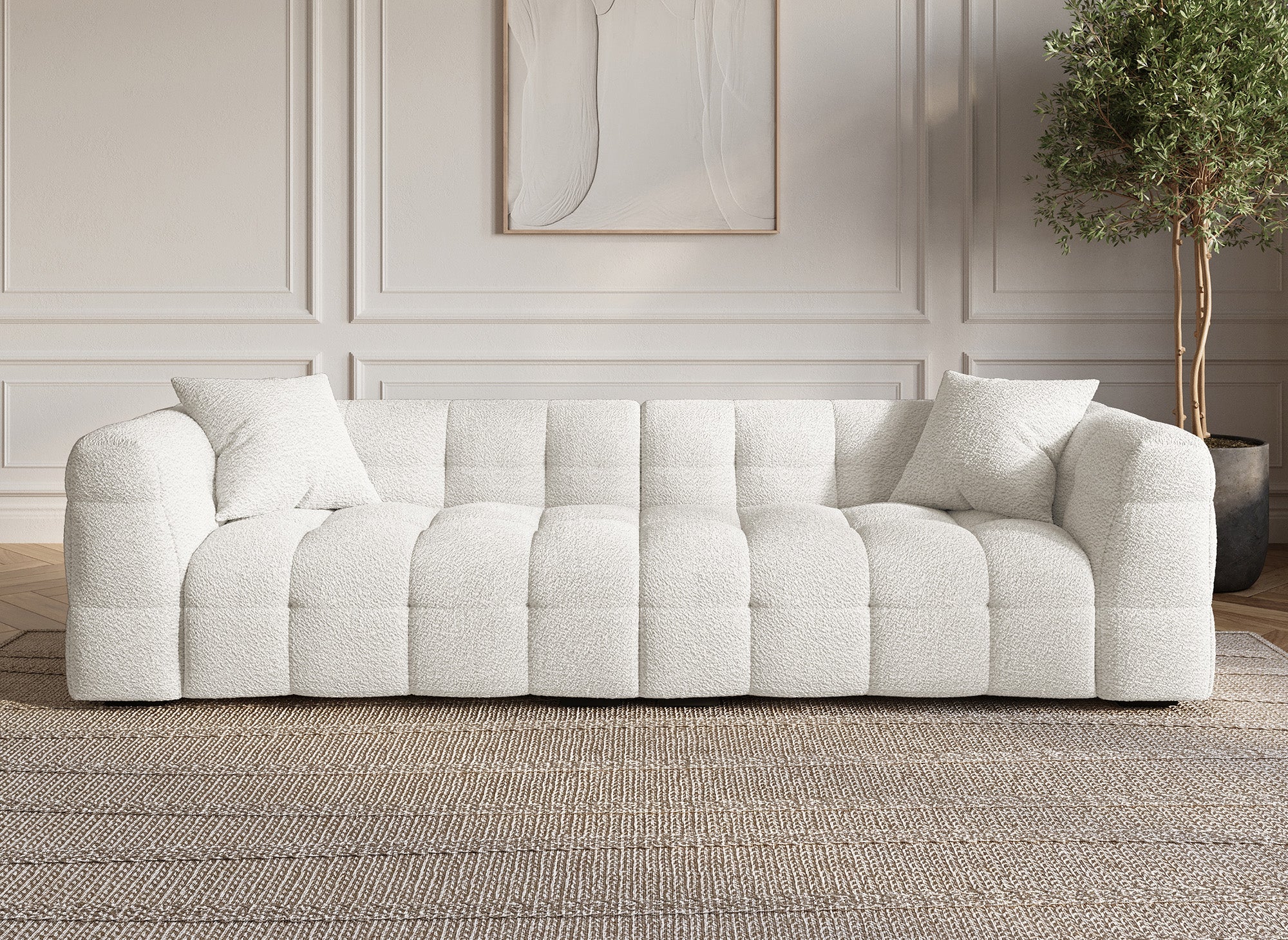BELLA 4-Sitzer-Sofa in ecruweißem Schaffelleffekt