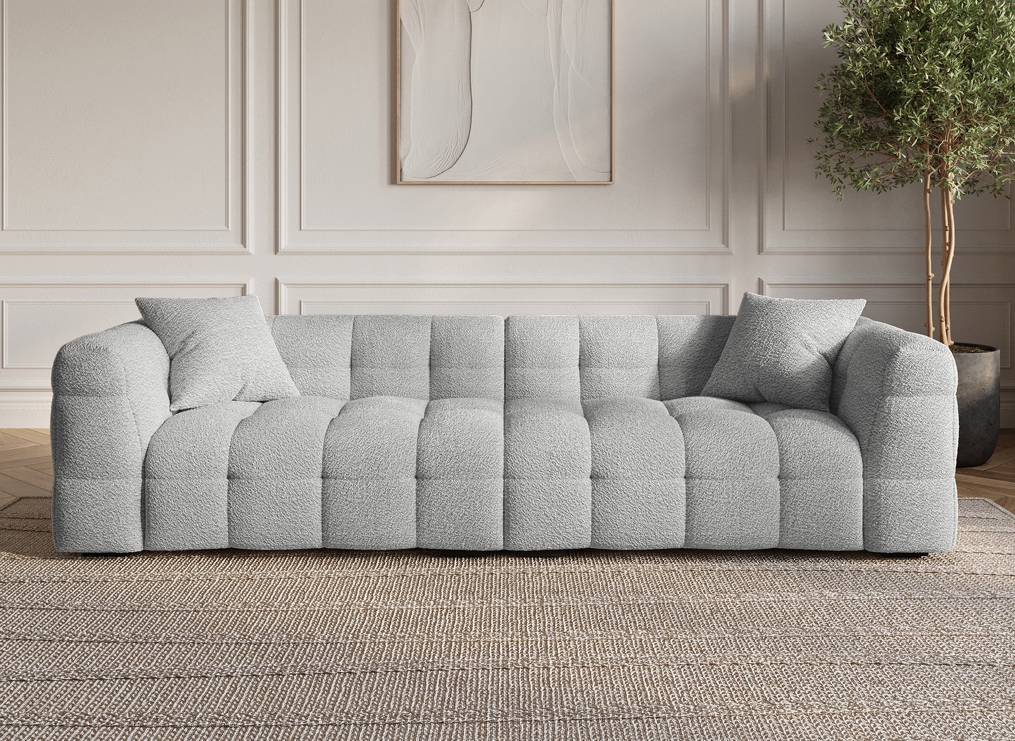 BELLA 4-Sitzer-Sofa in grauer Schaffelloptik