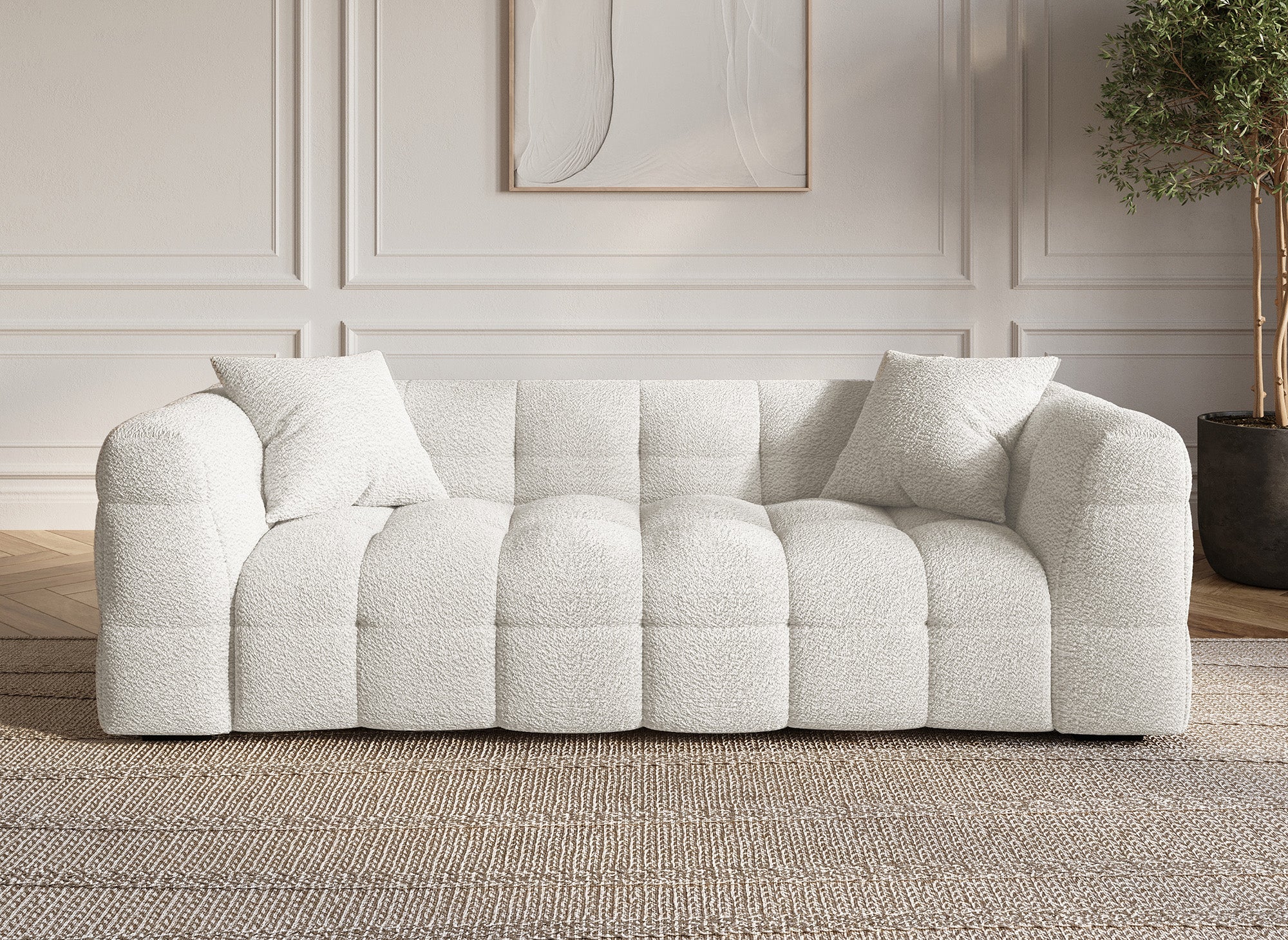 BELLA 3-Sitzer-Sofa in ecruweißem Schaffelleffekt