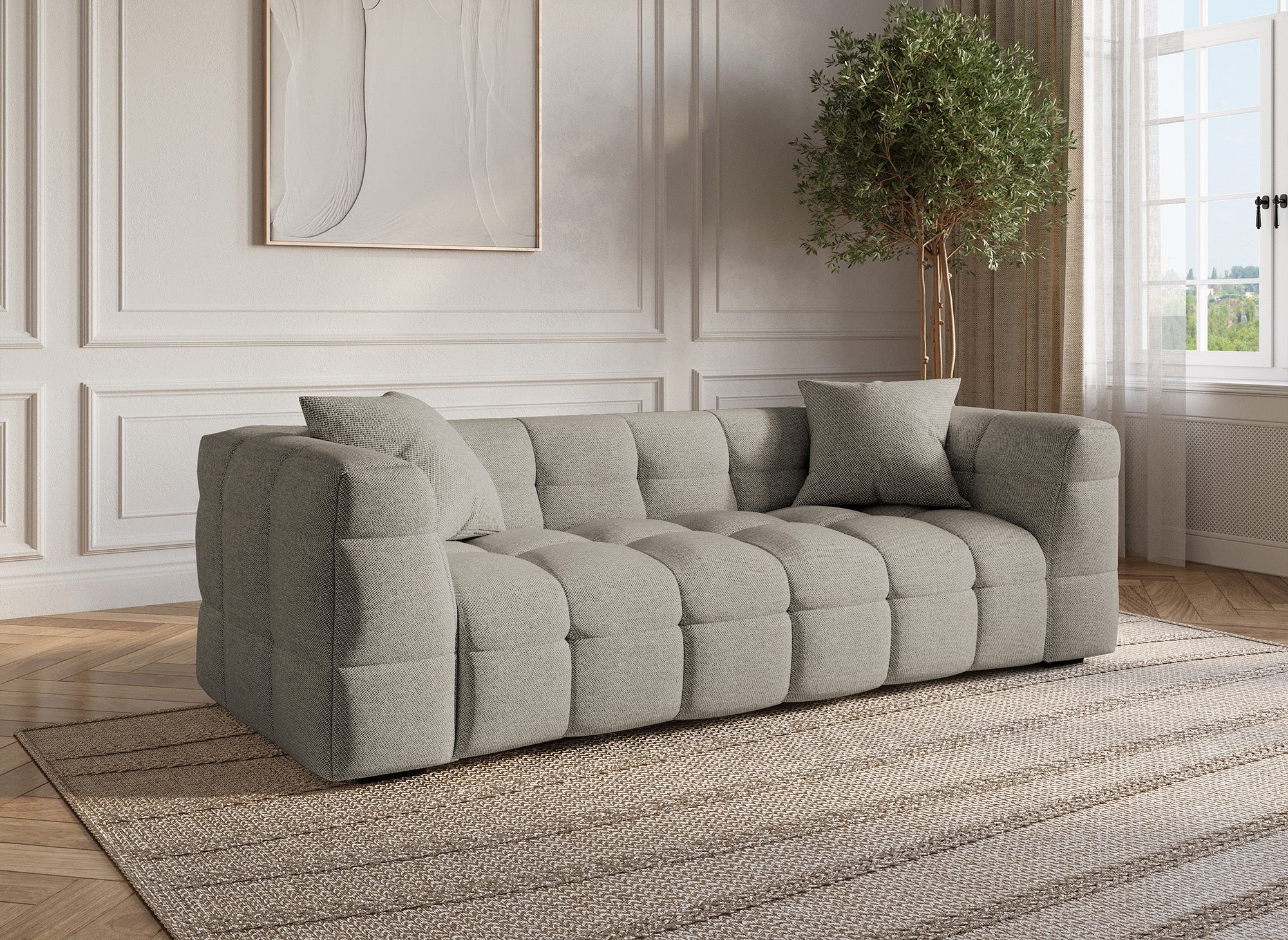BELLA 3-Sitzer-Sofa aus taupefarbenem Stoff