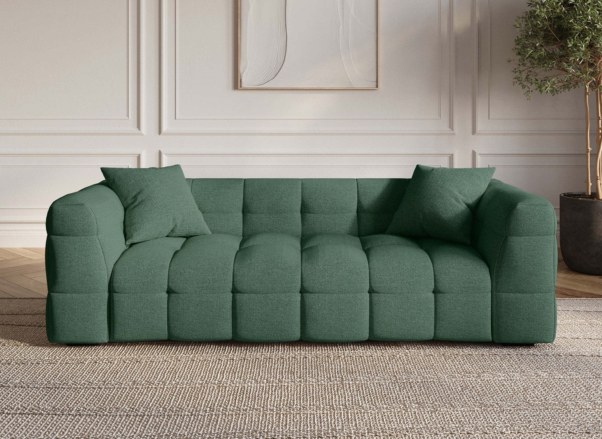 BELLA 3-Sitzer-Sofa aus grünem Stoff