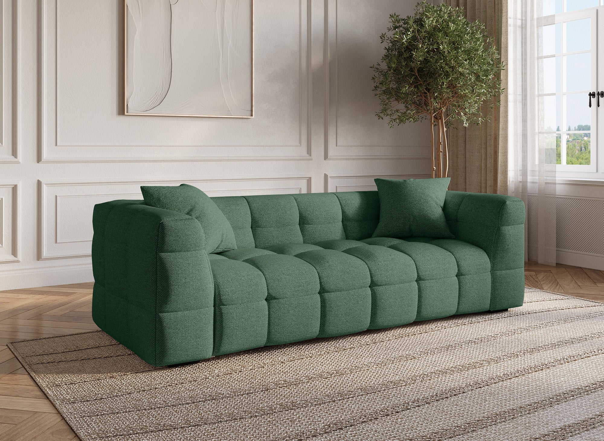 BELLA 3-Sitzer-Sofa aus grünem Stoff