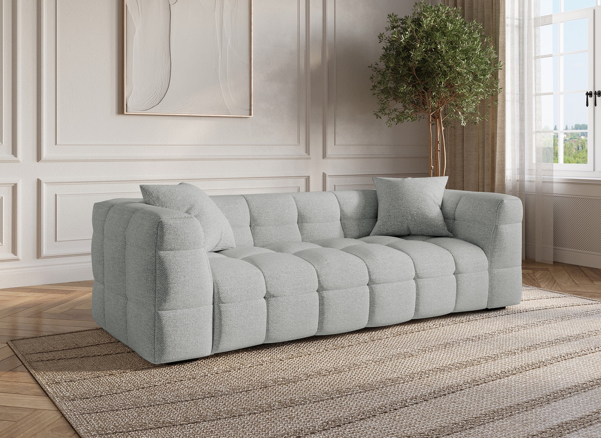 BELLA 3-Sitzer-Sofa aus grauem Stoff