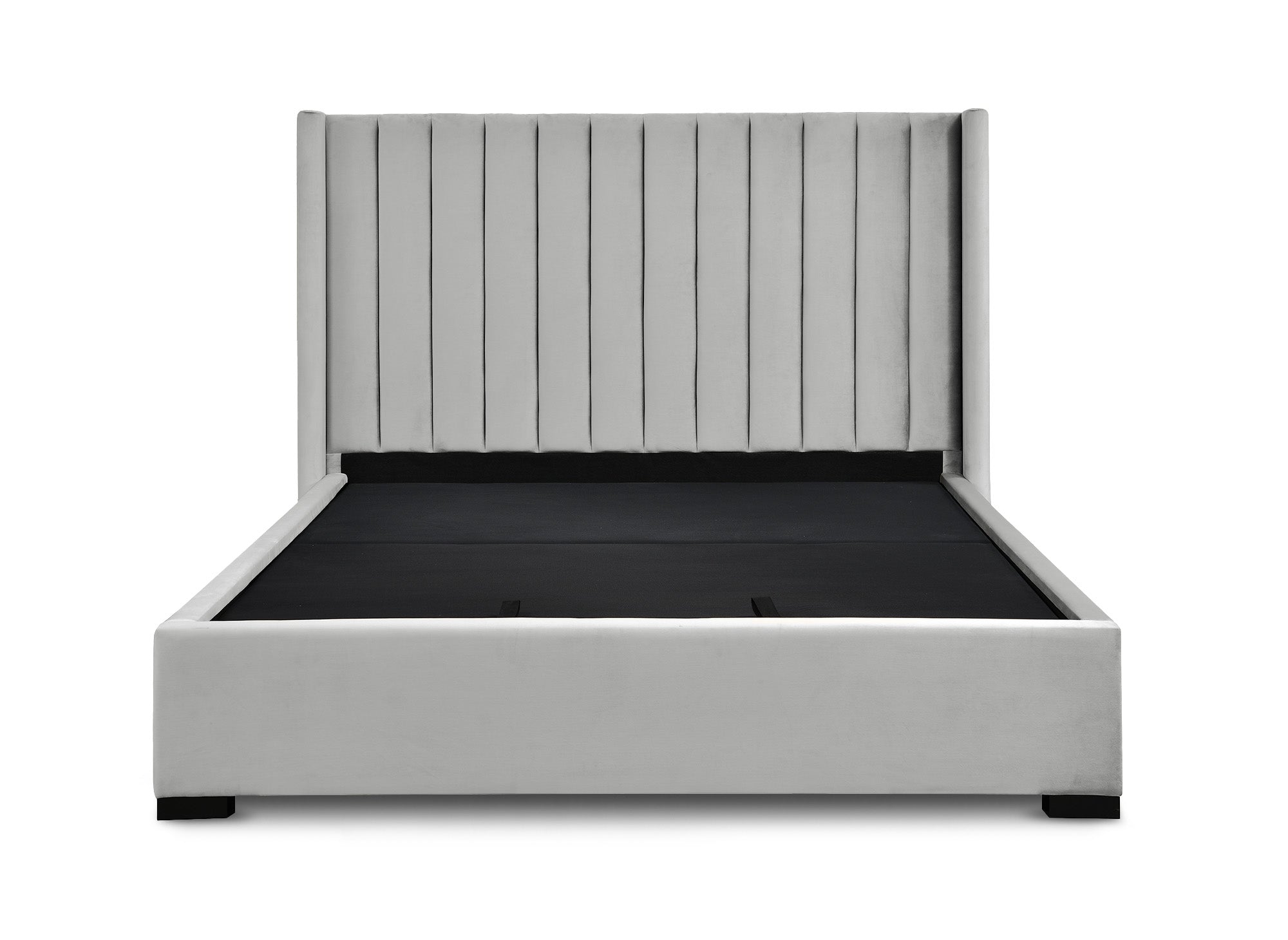 ALENA Bett mit Stauraum aus grauem Samt 180x200
