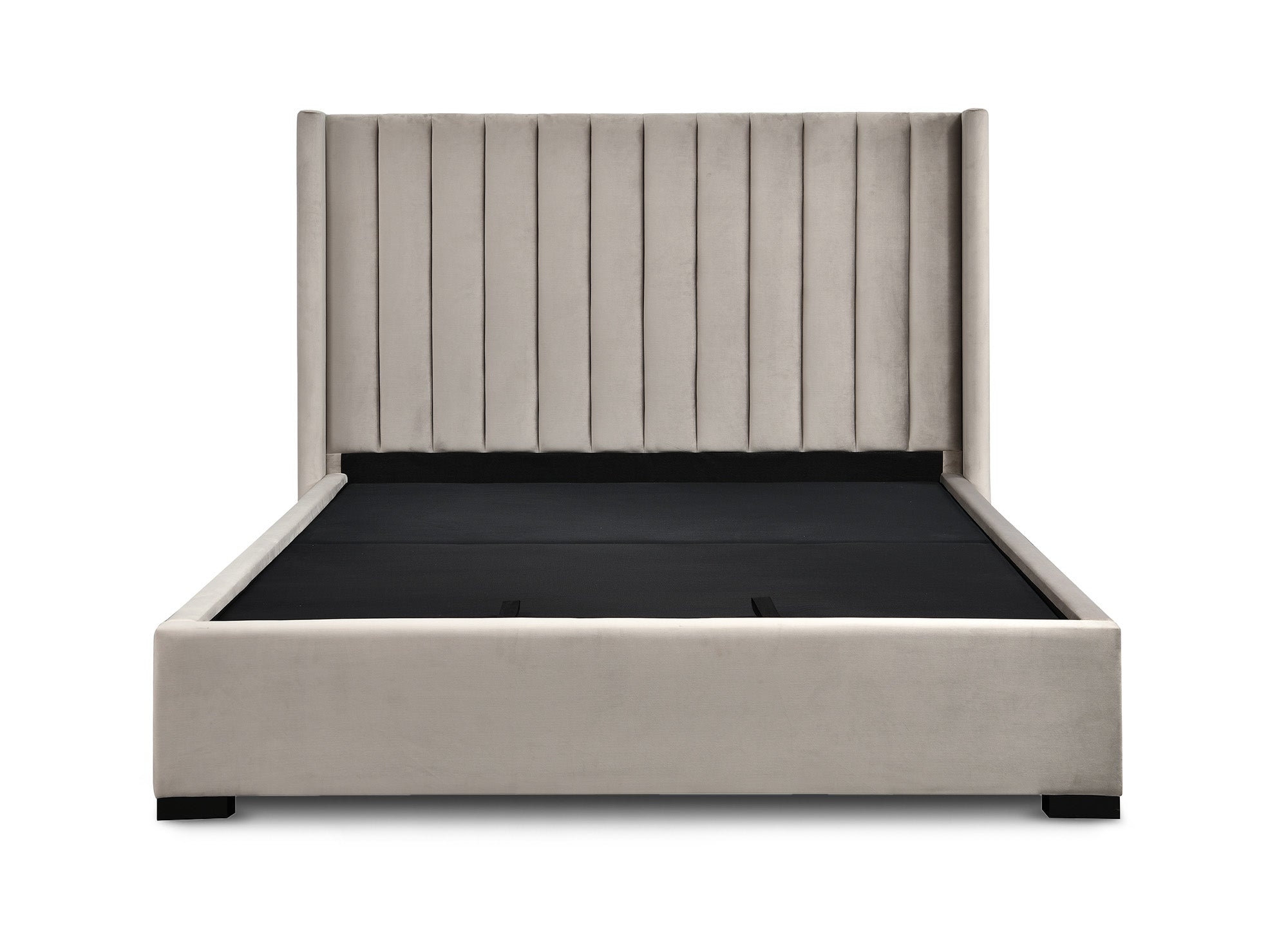 ALENA Bett mit Stauraum aus taupefarbenem Samt 180x200 cm