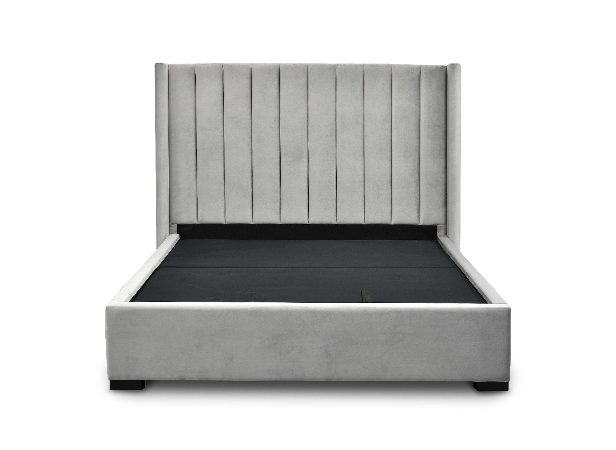 ALENA Bett mit Stauraum aus grauem Samt 160x200 cm