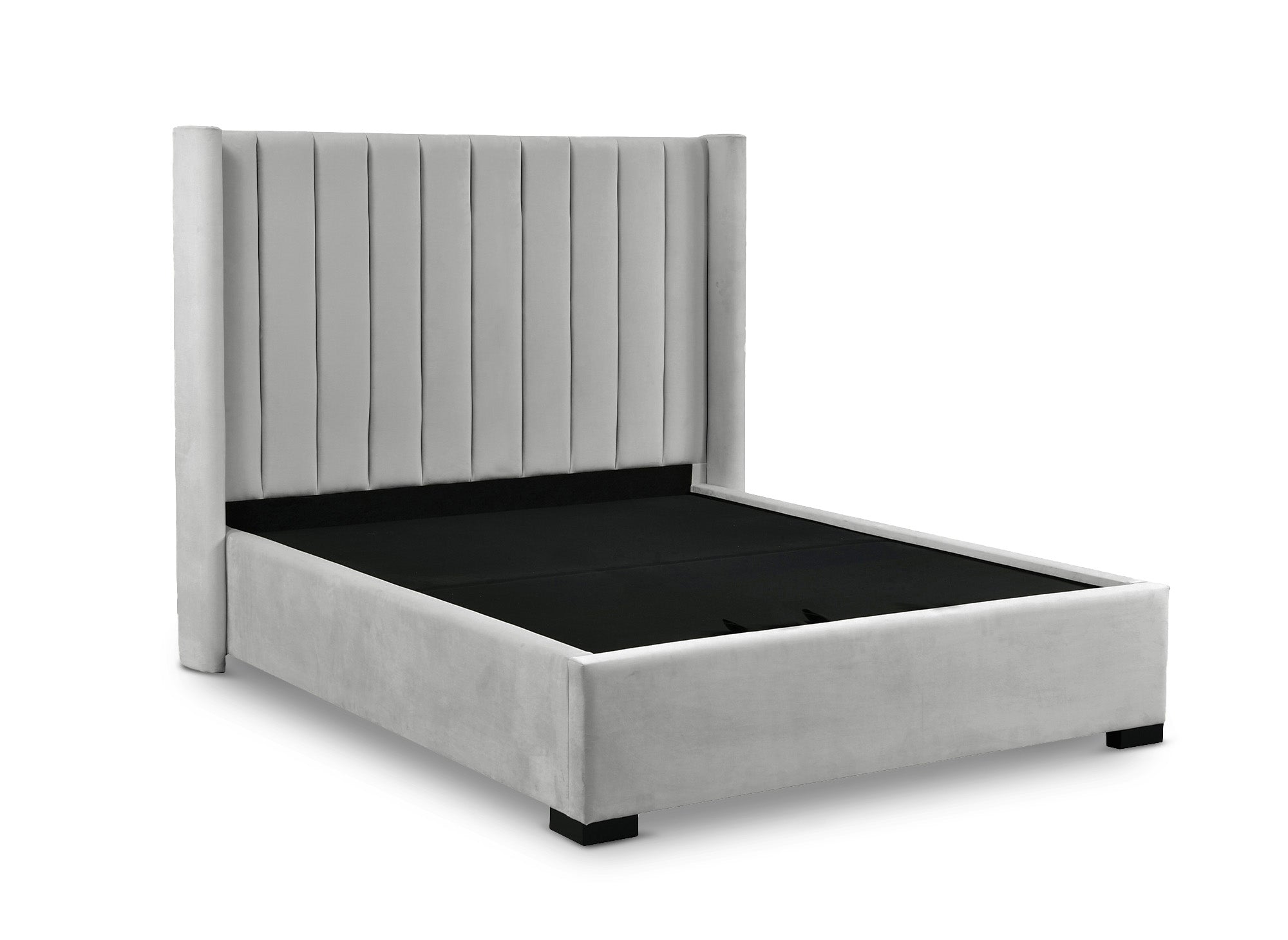 ALENA Bett mit Stauraum aus grauem Samt 160x200 cm
