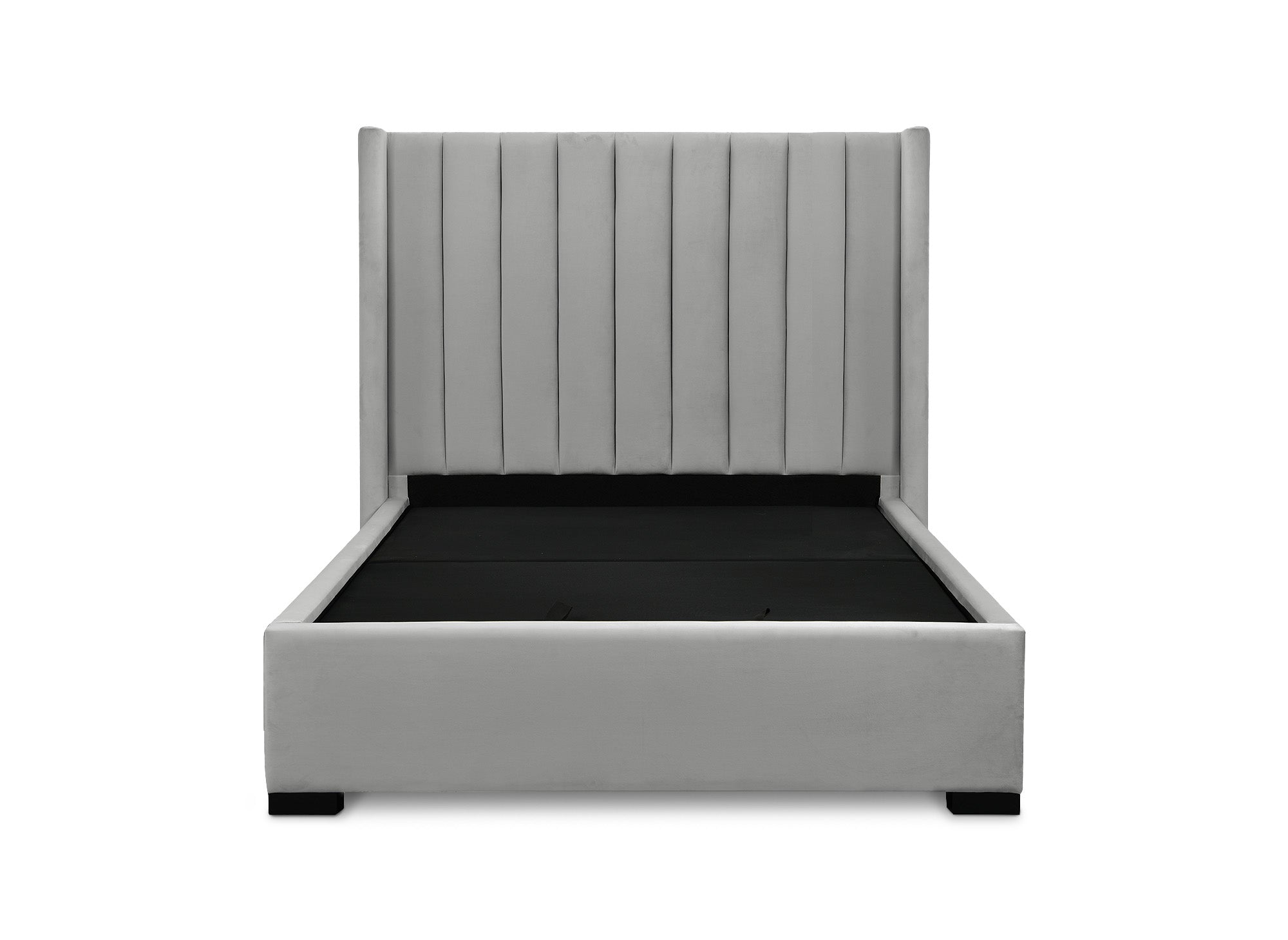 ALENA Bett mit Stauraum aus grauem Samt 140x190 cm