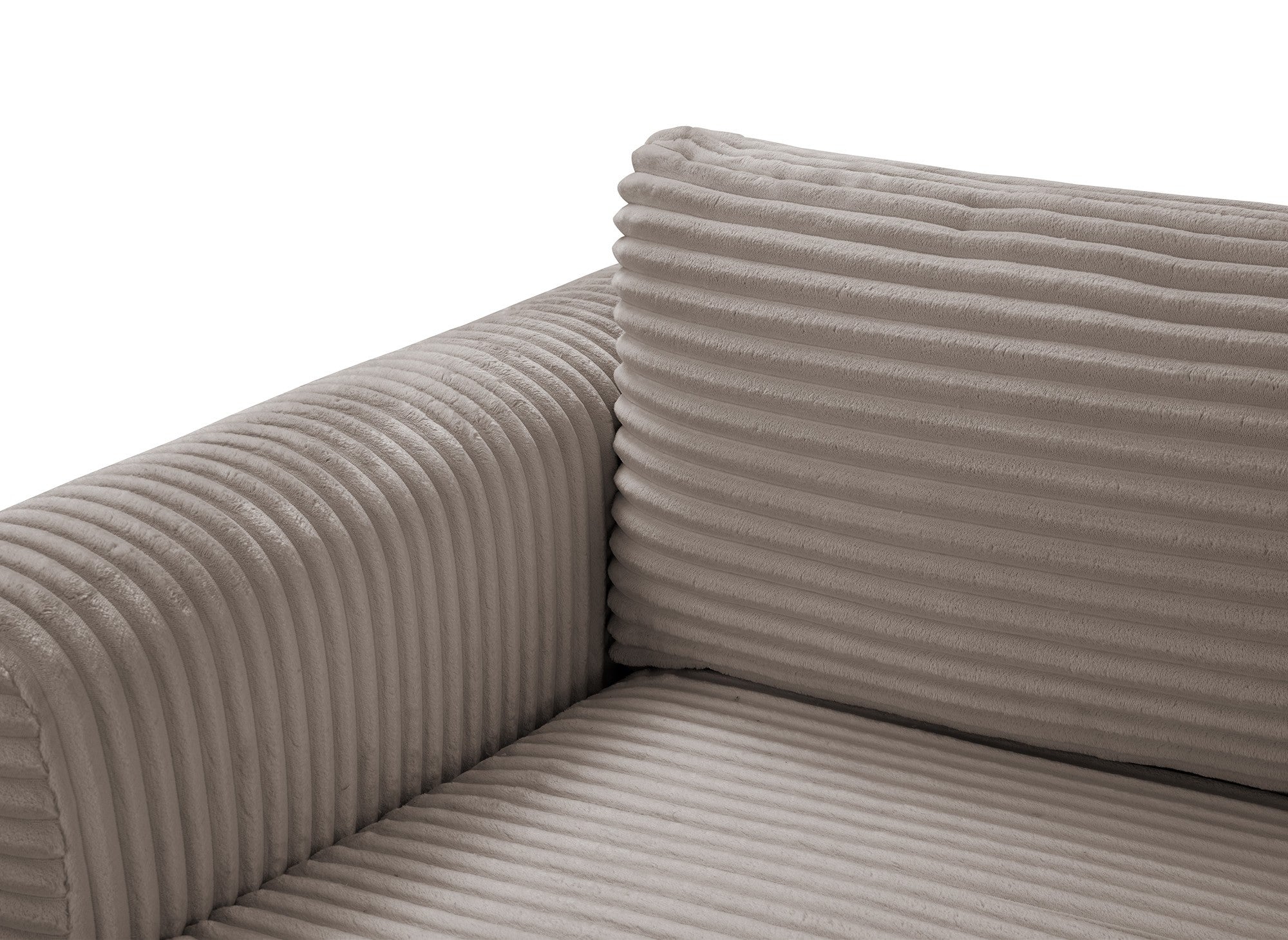 TILDA Ecksofa mit Bettfunktion und Stauraum, weiches Taupe-Cord, linke Ecke