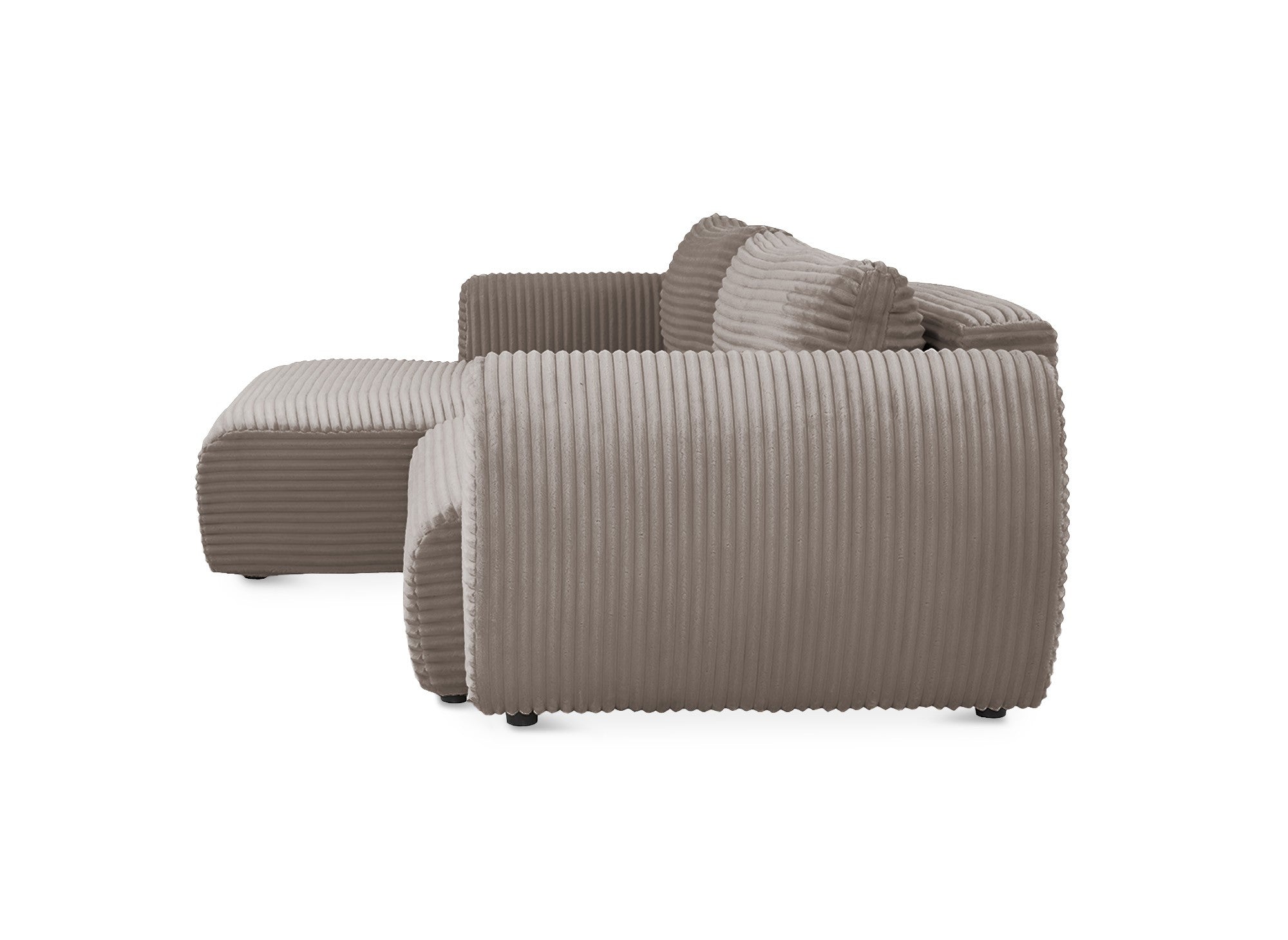 TILDA Ecksofa mit Bettfunktion und Stauraum, weiches Taupe-Cord, linke Ecke