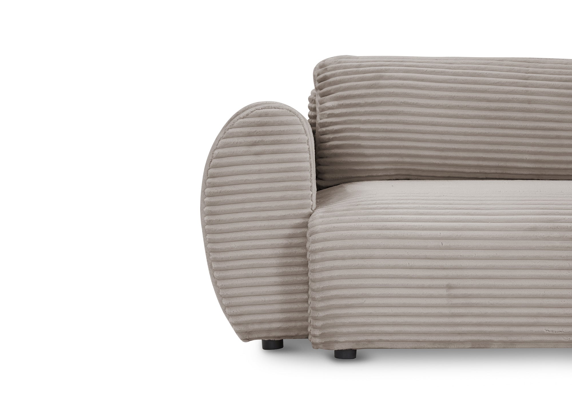 TILDA Ecksofa mit Bettfunktion und Stauraum, weicher Cord in Taupe, rechtwinklig