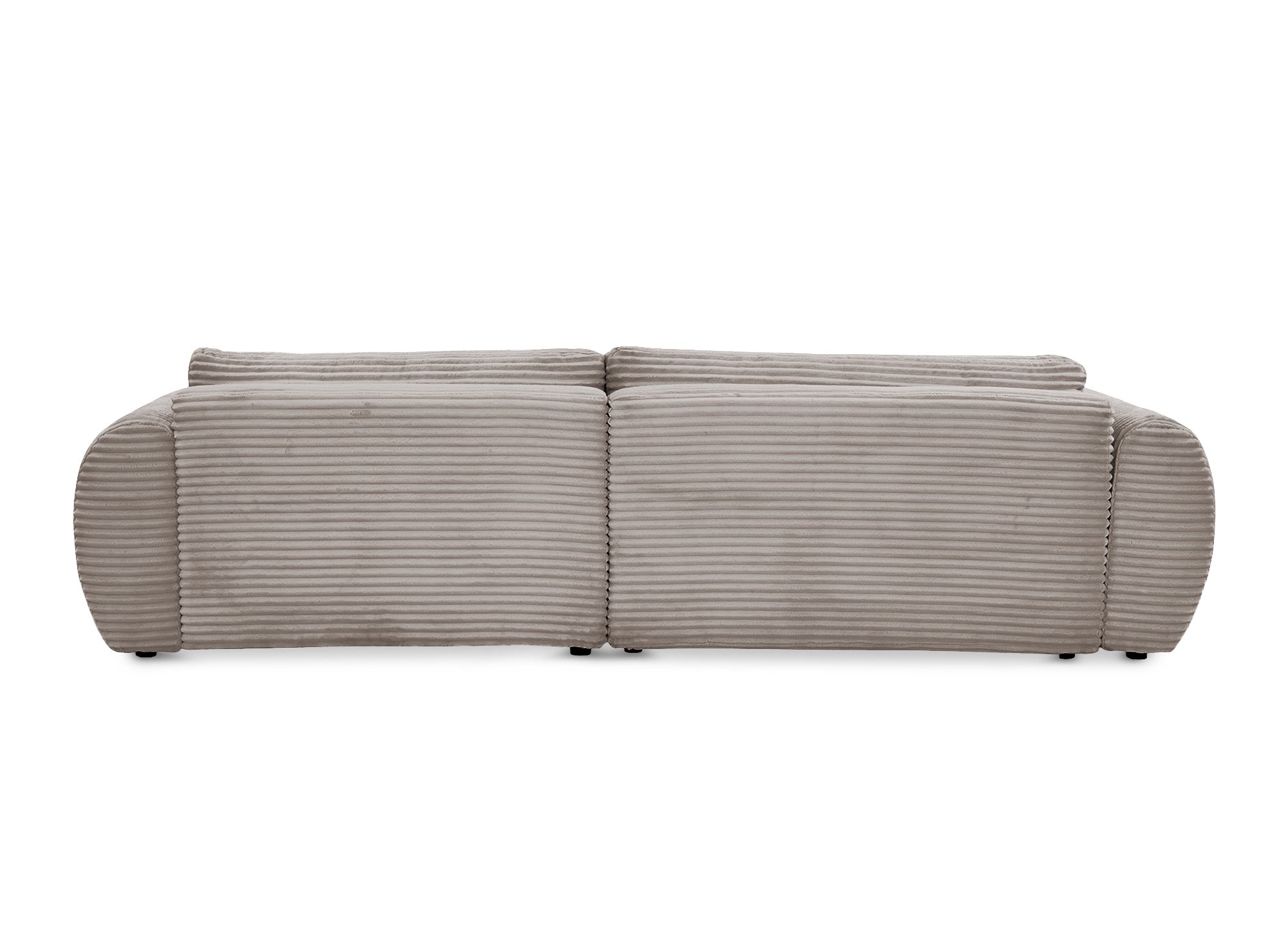 TILDA Ecksofa mit Bettfunktion und Stauraum, weicher Cord in Taupe, rechtwinklig