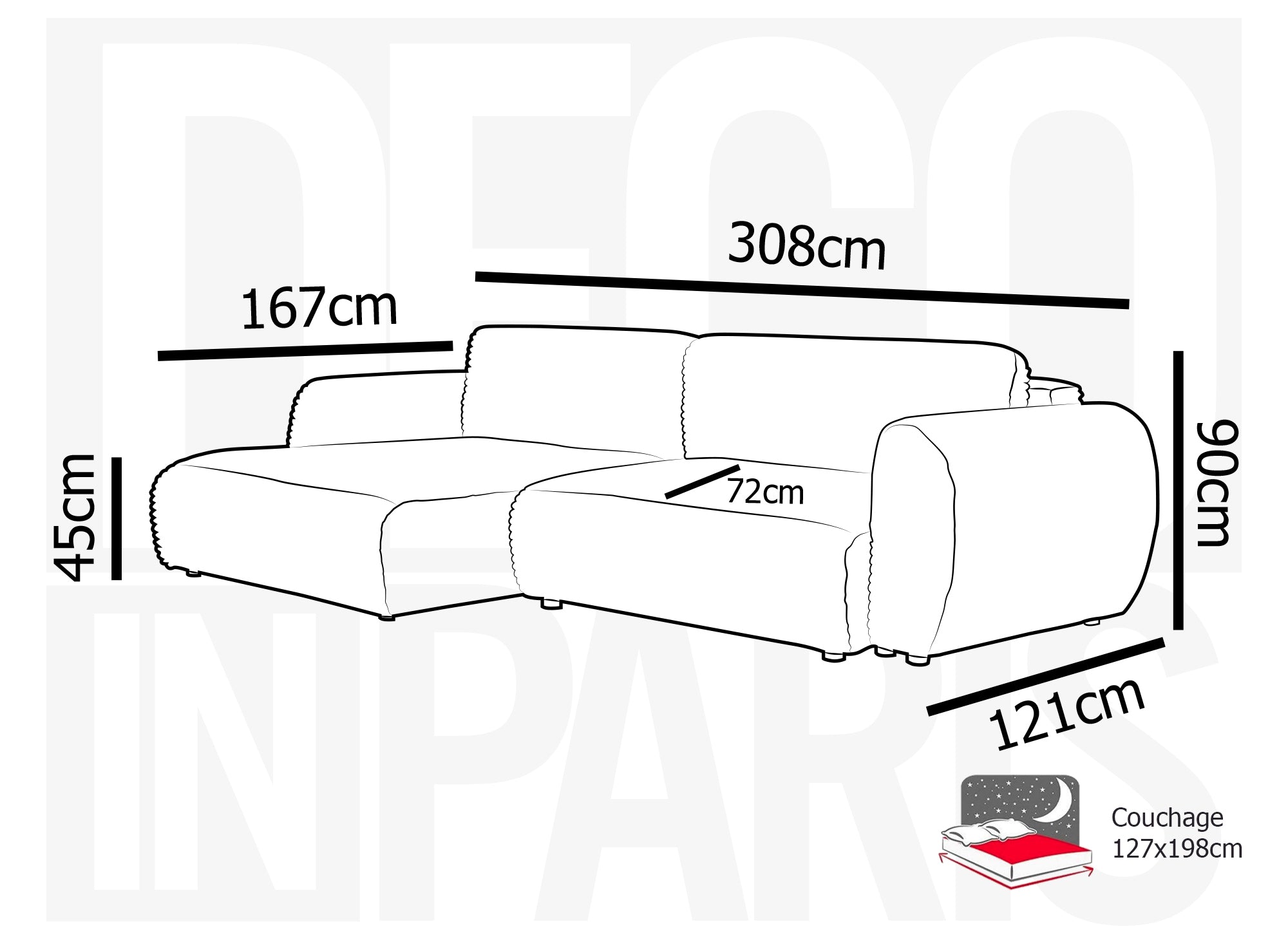 TILDA Ecksofa mit Bettfunktion und Stauraum, weiches Cord, grau – linke Ecke