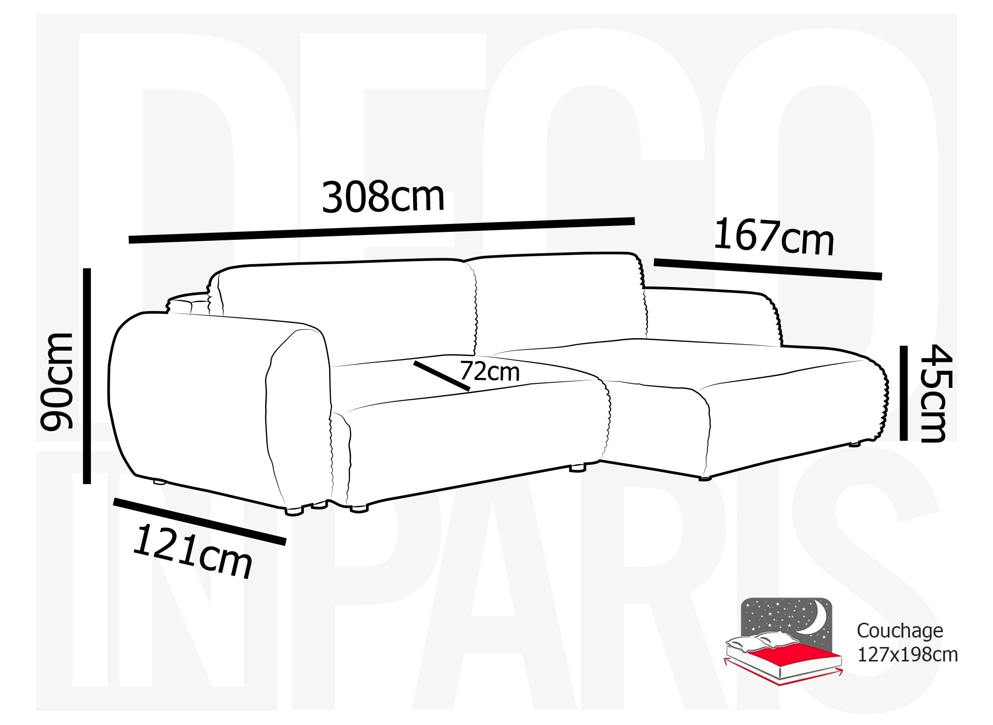 TILDA Ecksofa mit Bettfunktion und Stauraum, weicher Cord, Grau, rechtwinklig