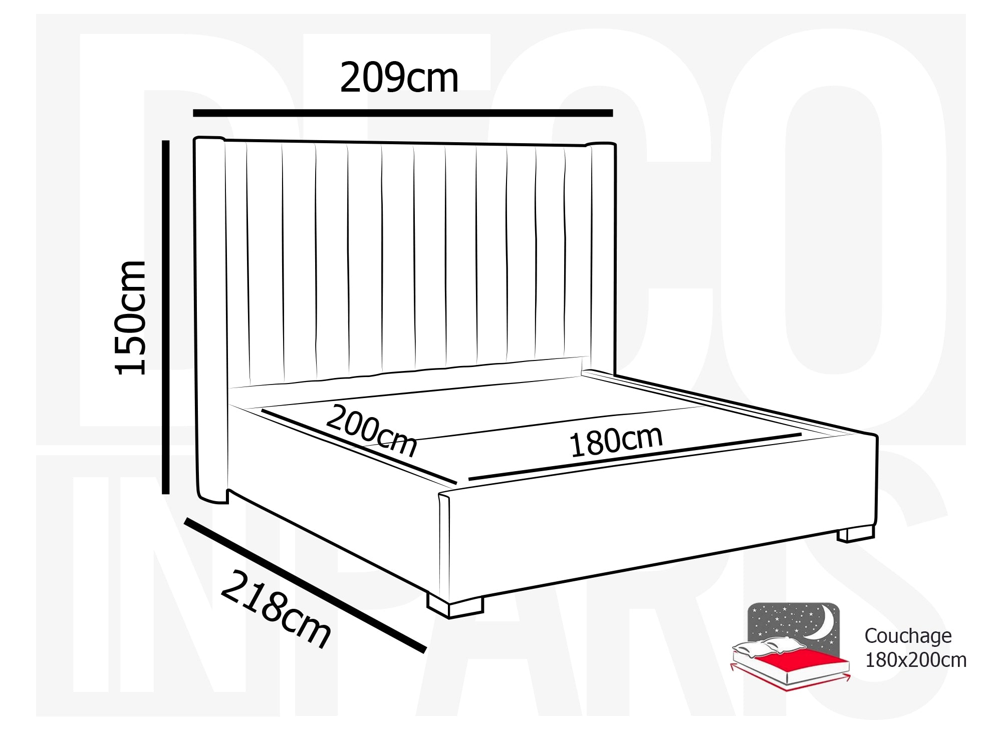 ALENA Bett mit Stauraum aus grauem Samt 180x200