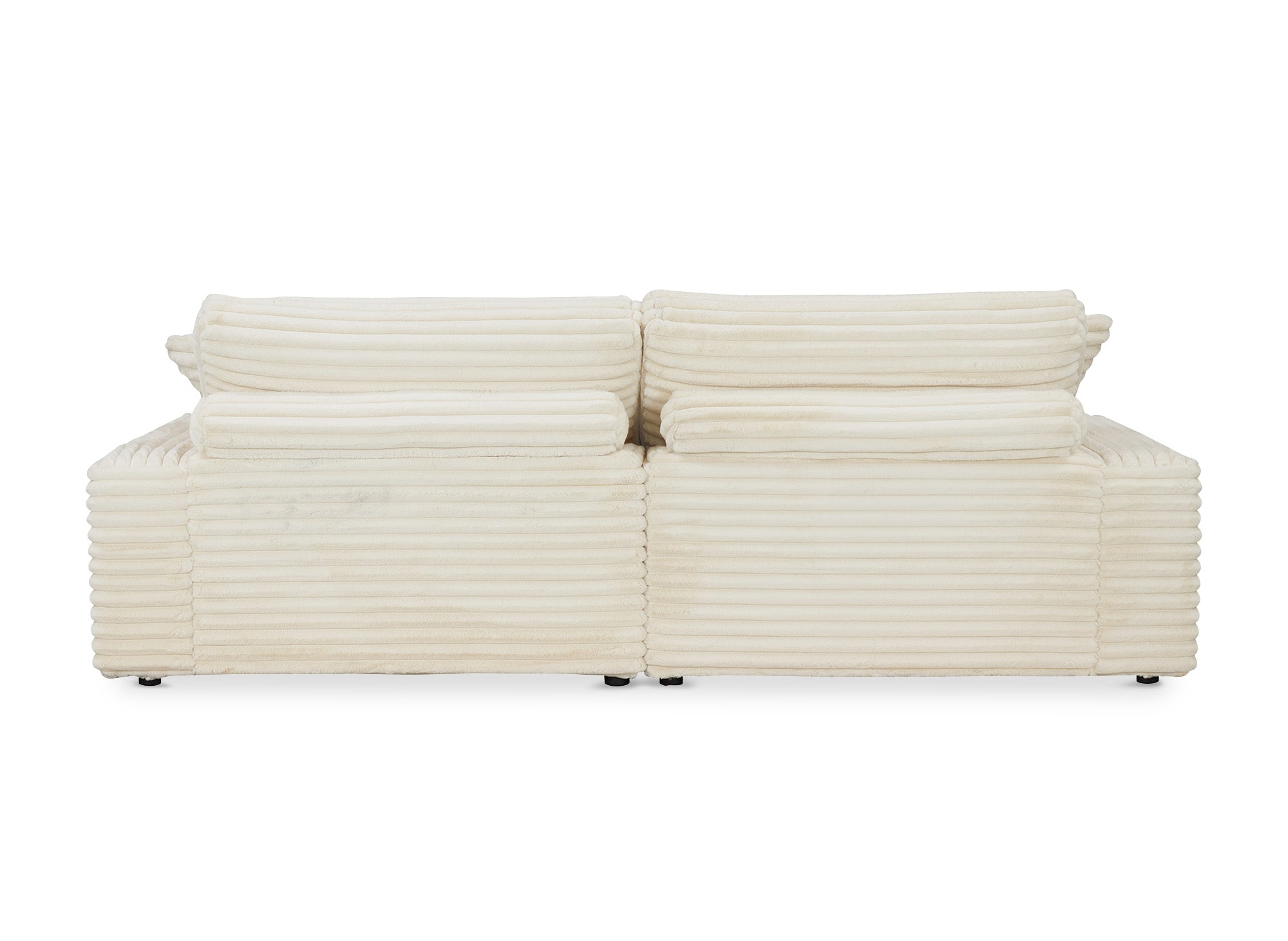 DAHO 2-Sitzer-Sofa mit gerader Chaiselongue in weichem, beigefarbenem Rippenstoff