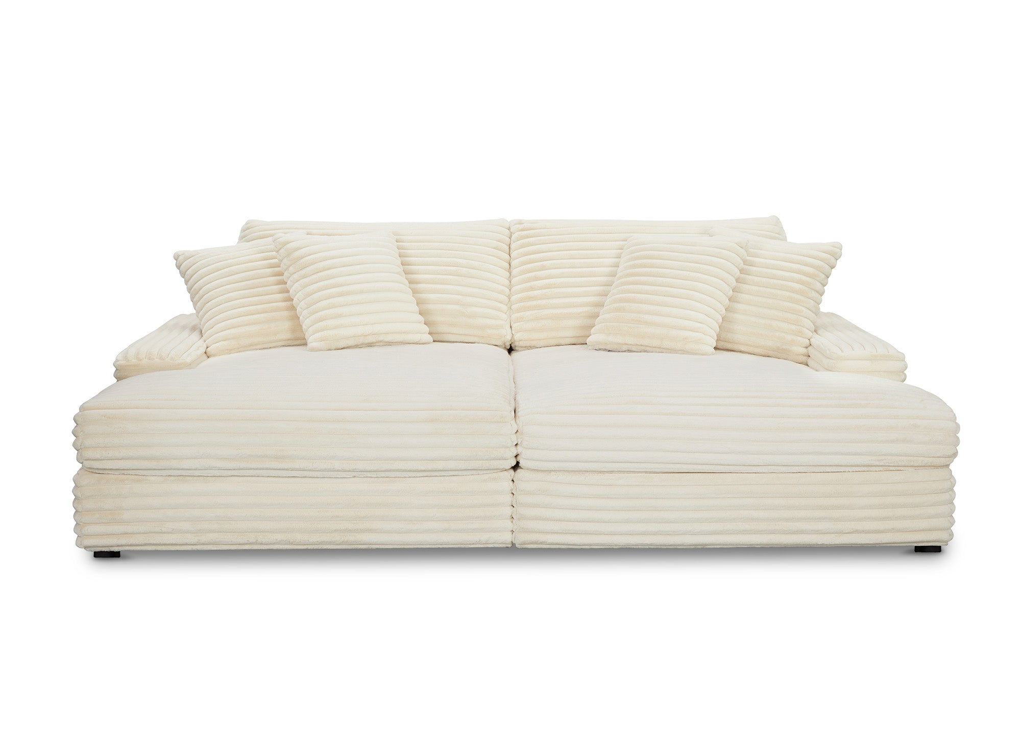 DAHO beiges, weich geripptes 2-Sitzer-Sofa mit geradem Schnitt