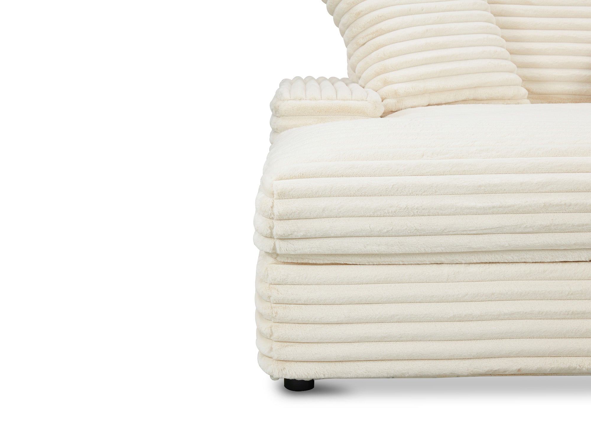 DAHO 1-Sitzer-Sofa mit gerader Chaiselongue in weichem, beigefarbenem Rippenstoff