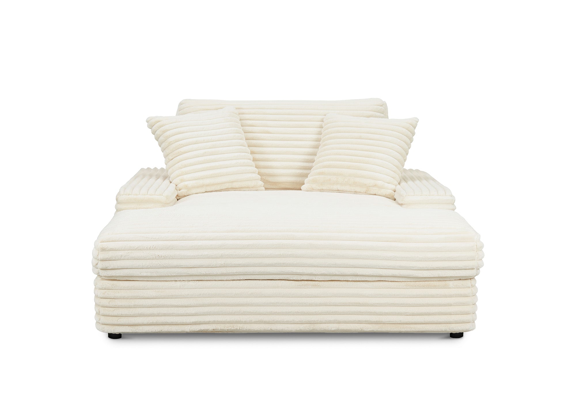 DAHO 1-Sitzer-Sofa mit gerader Chaiselongue in weichem, beigefarbenem Rippenstoff