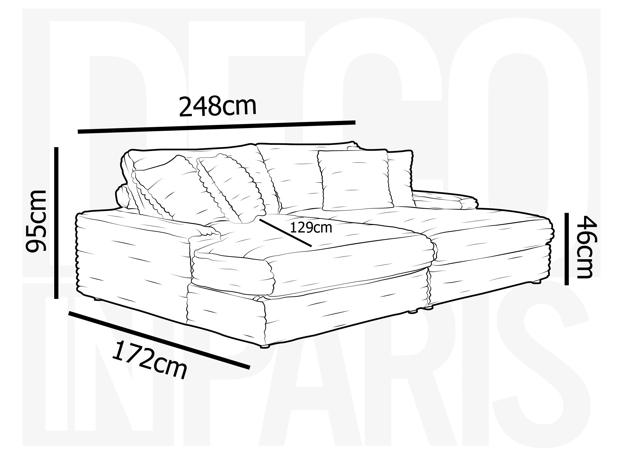 DAHO 2-Sitzer-Sofa mit geradem Sitz aus weichem, taupefarbenem Rippenstoff