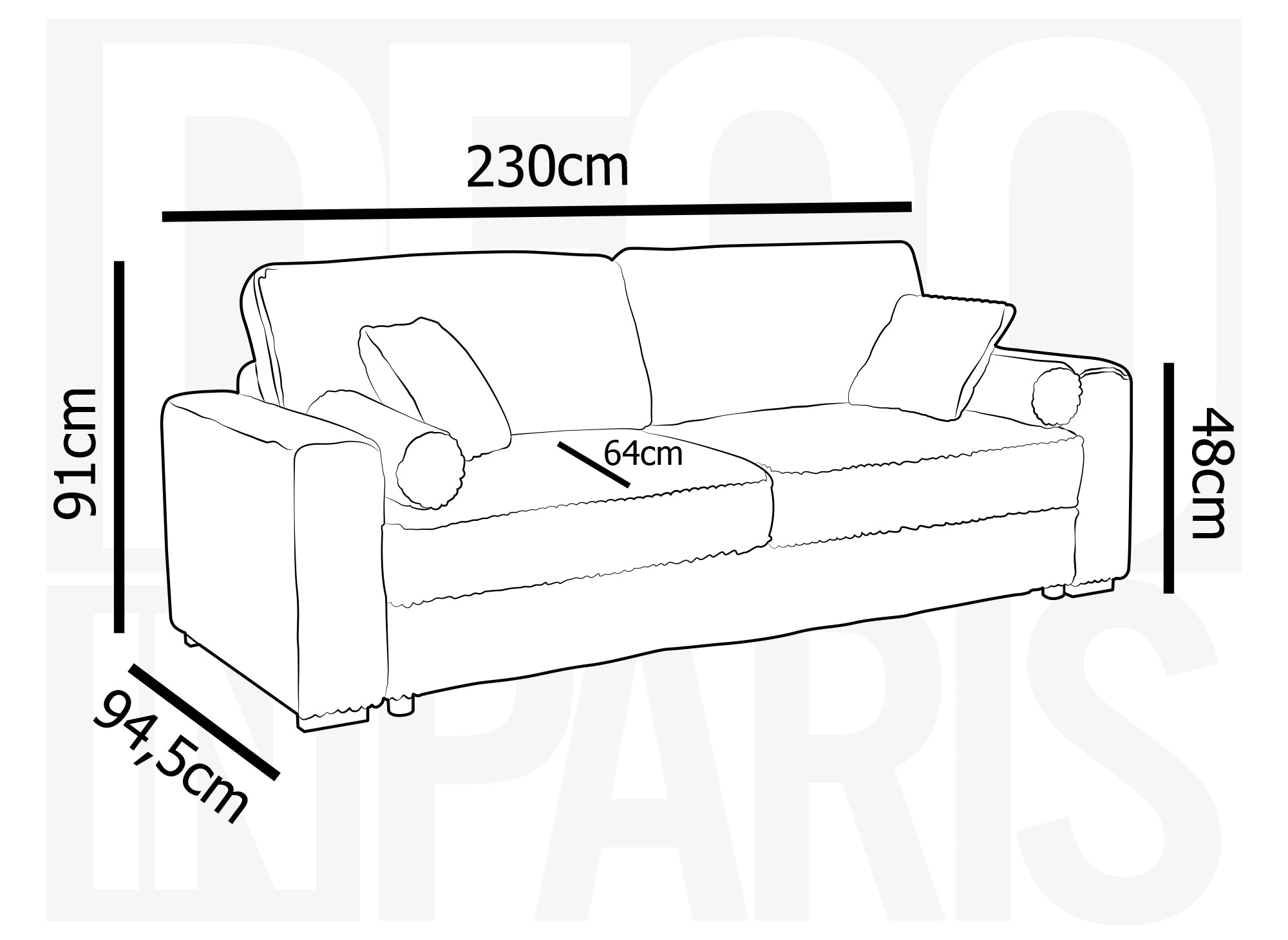 ALINE 3-Sitzer-Schlafsofa aus dickem grünem Cord