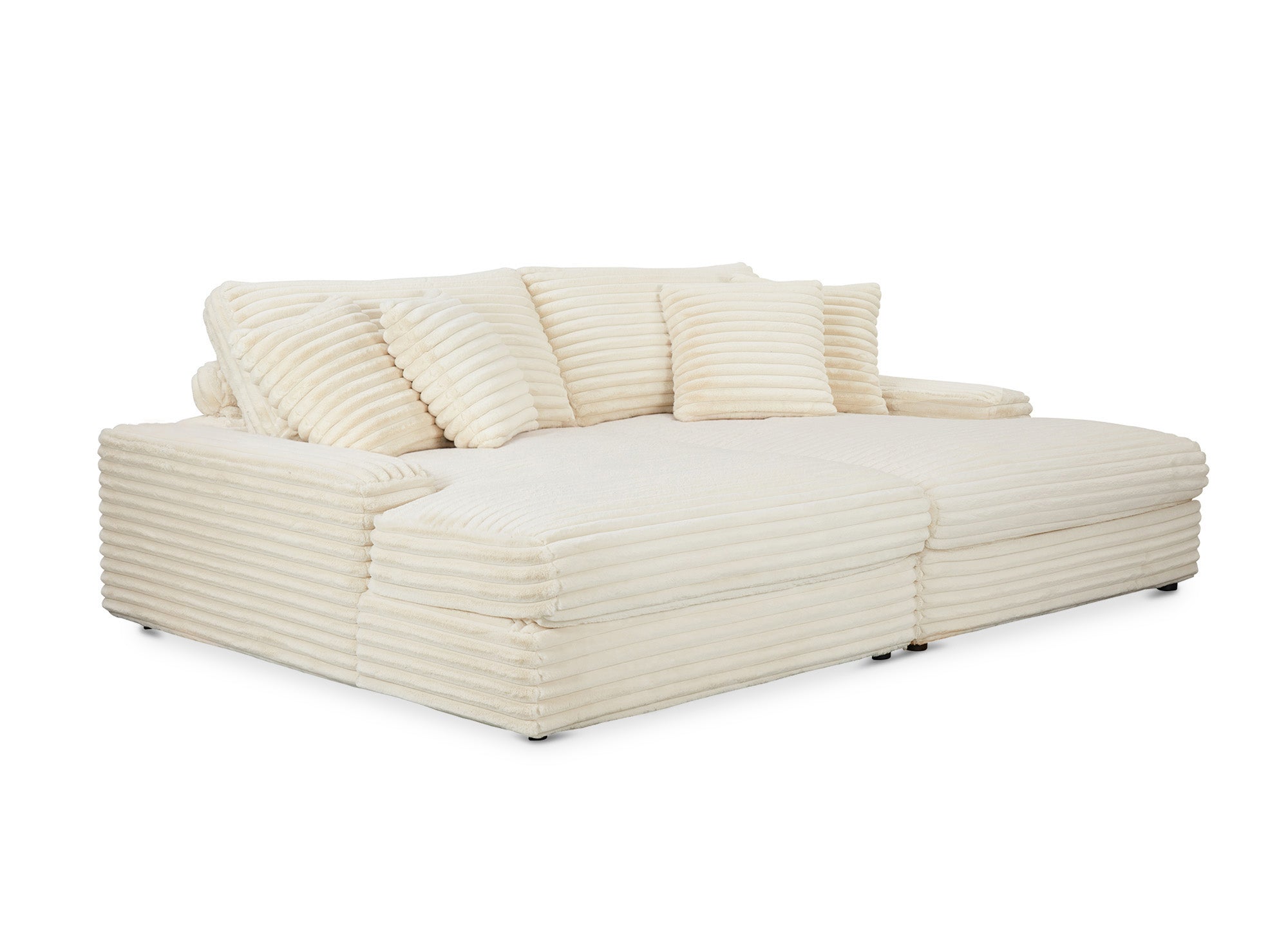 DAHO beiges, weich geripptes 2-Sitzer-Sofa mit geradem Schnitt