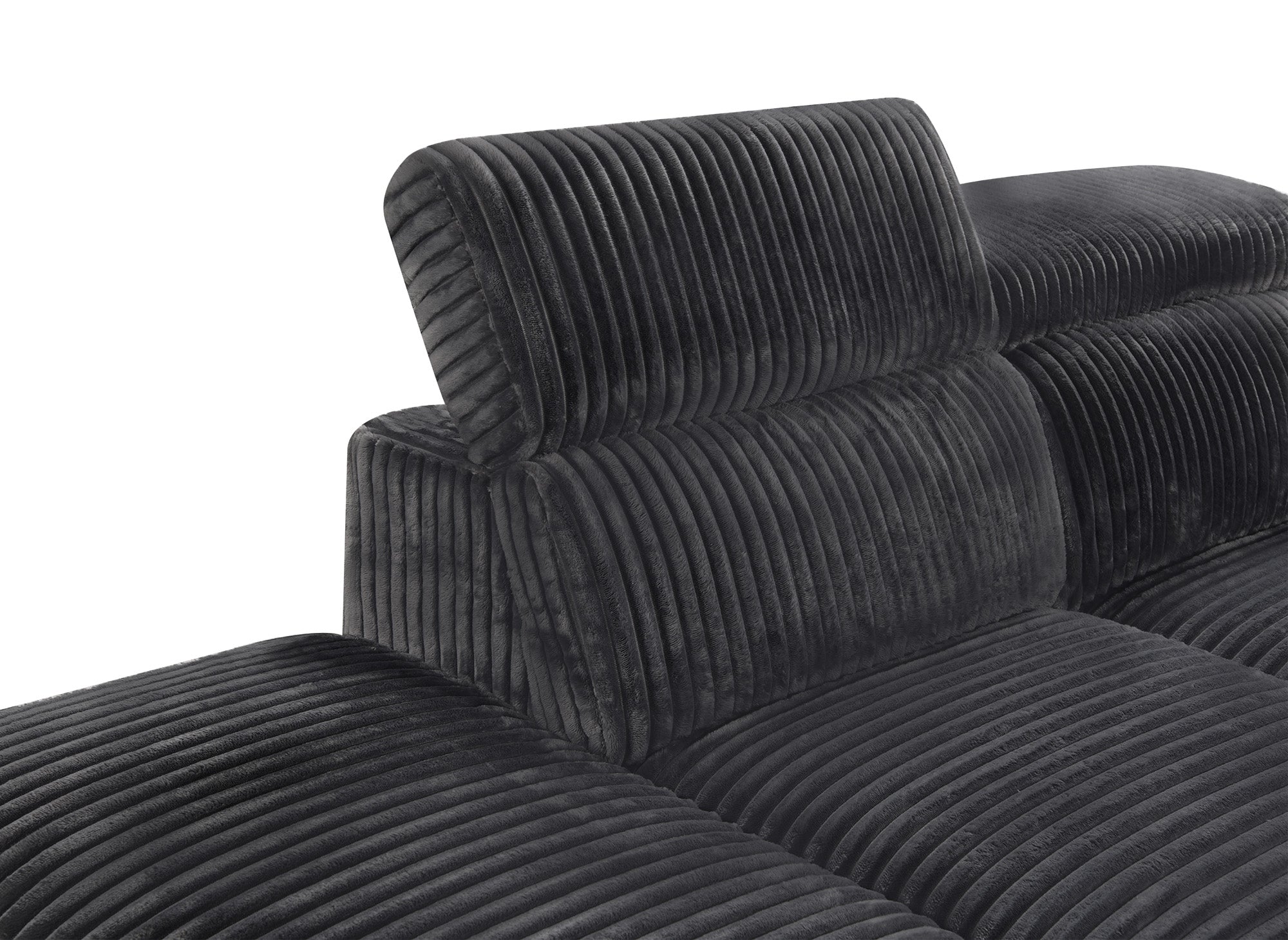 DALTON Ecksofa aus dickem Cord, grau, mit Stauraum, rechtwinklig