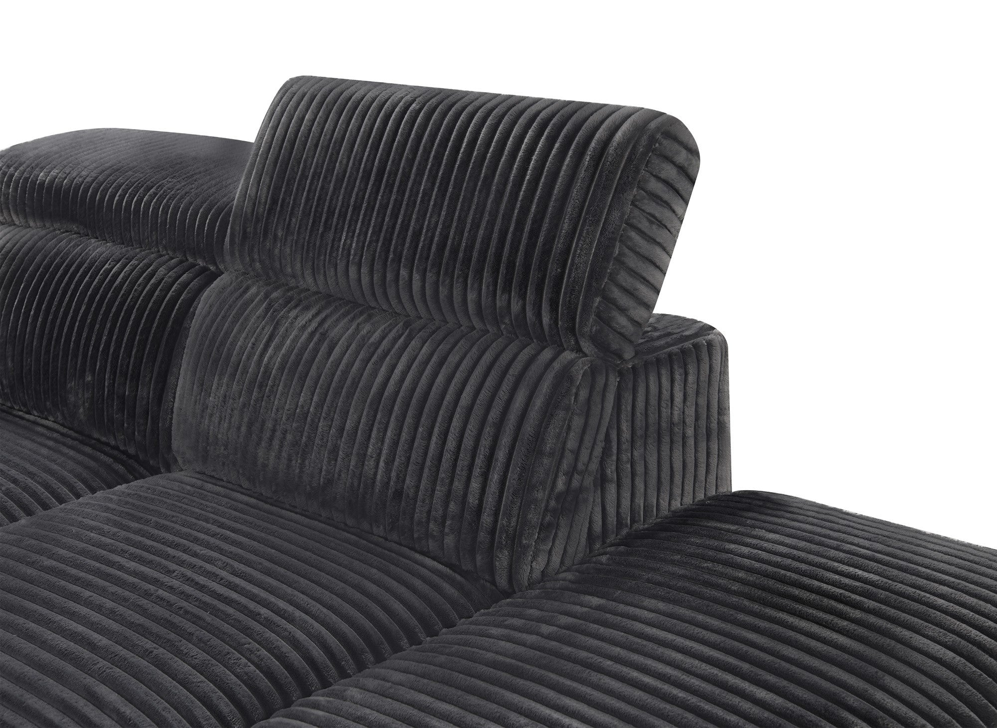 DALTON Ecksofa aus dickem, grauem Cord mit Stauraum – linke Ecke