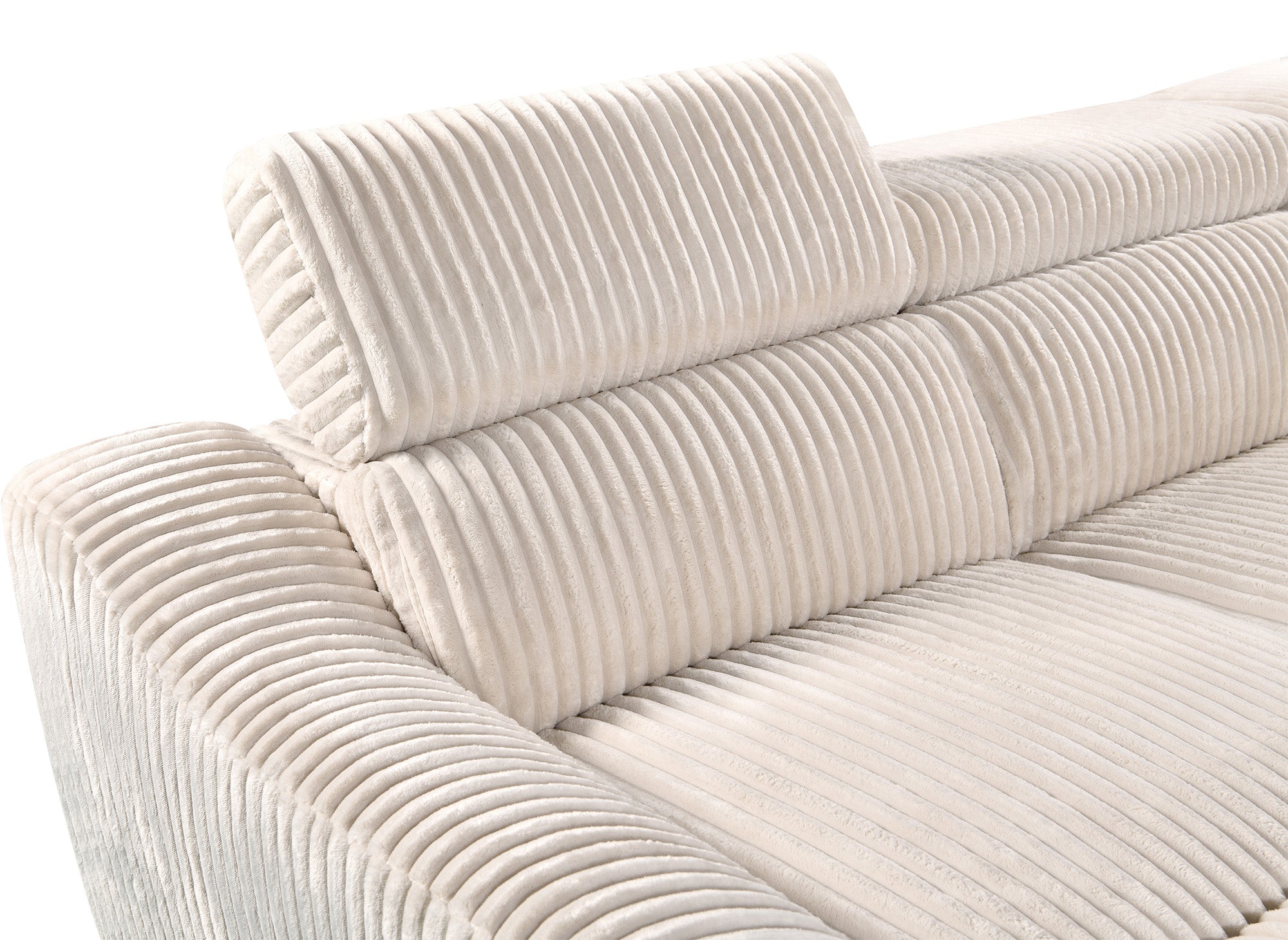 DALTON Ecksofa aus dickem Cord, beige, mit Stauraum, rechtwinklig