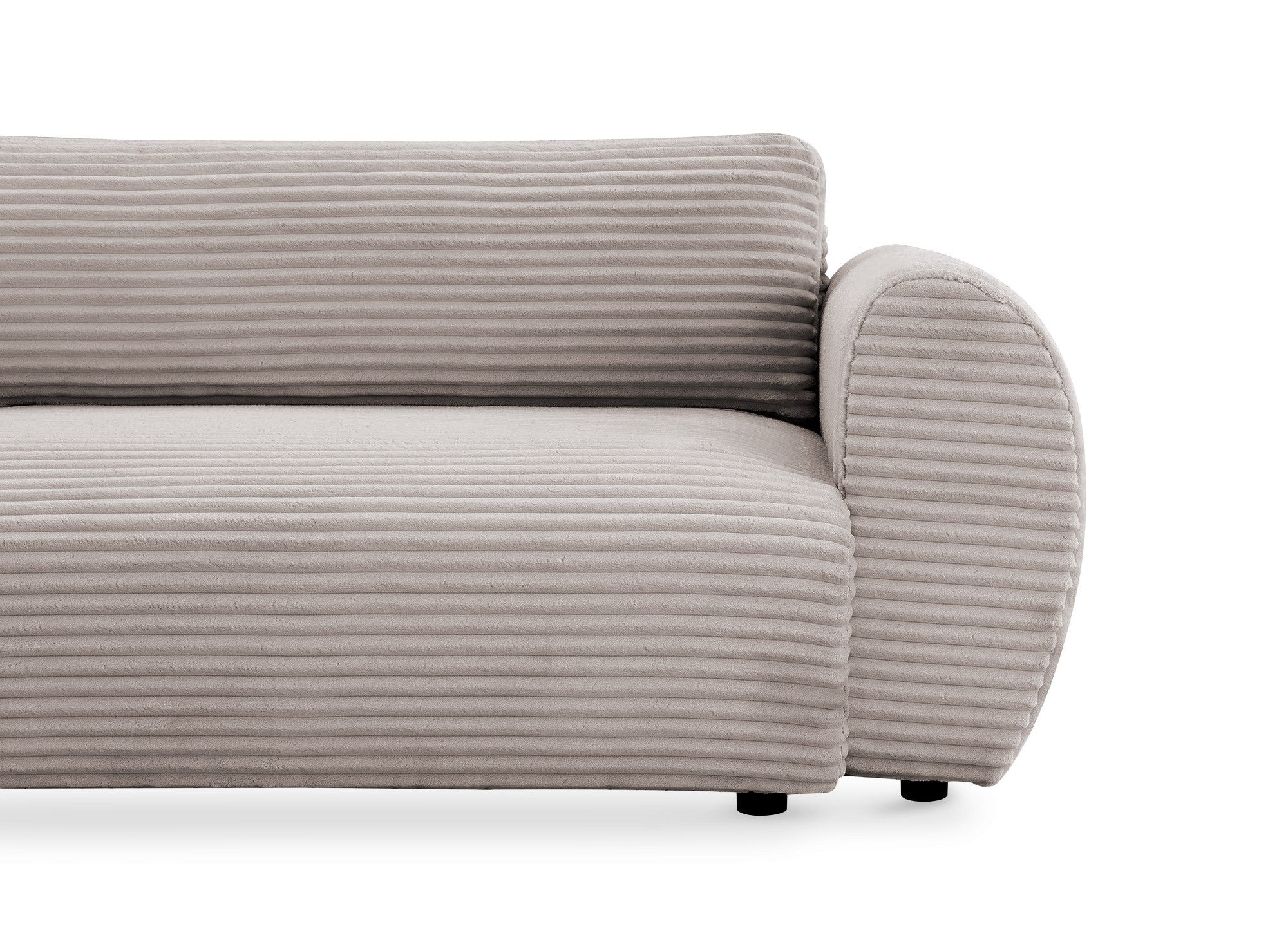 TILDA Ecksofabett in weichem Taupe mit geripptem Bezug, Chaiselongue und Stauraum – Linke Ecke