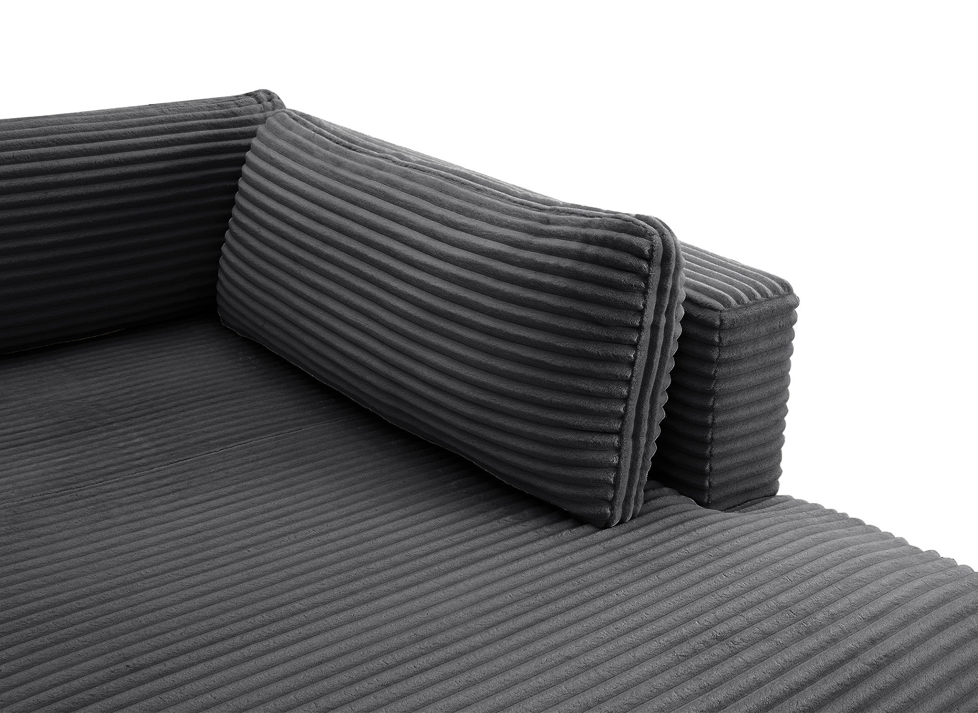 TILDA Graues Cord-Panoramasofa mit Stauraum – rechtwinklig