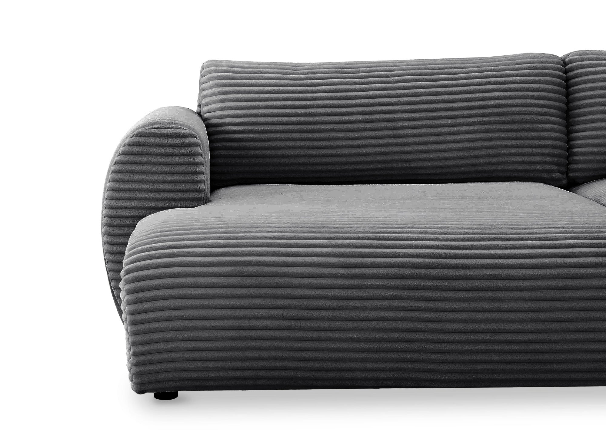 TILDA Graues Cord-Panoramasofa mit Stauraum – rechtwinklig