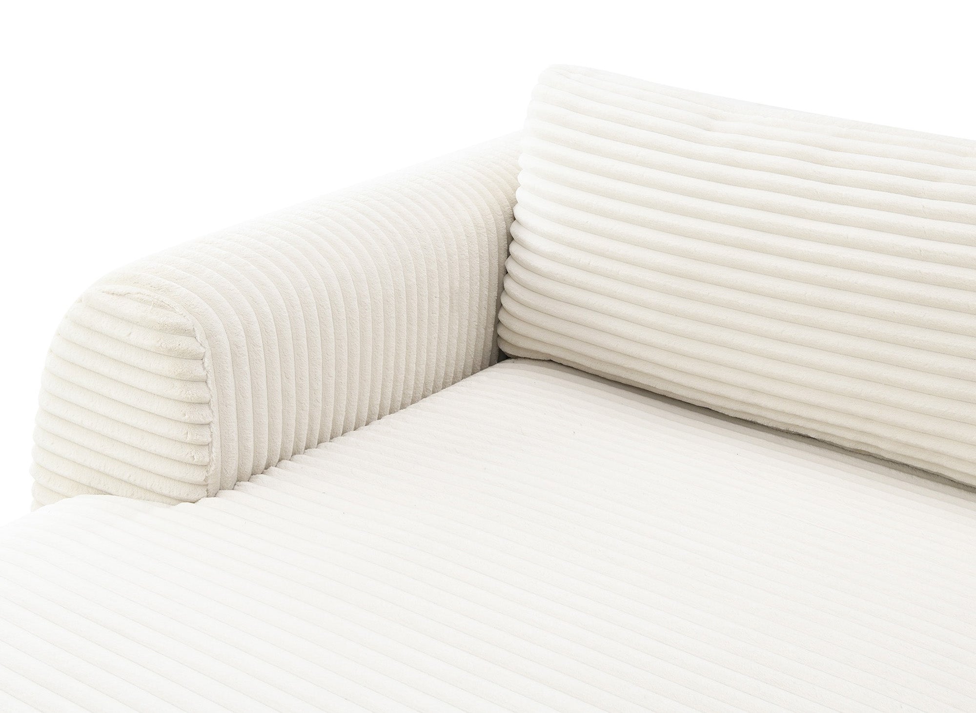 TILDA beigefarbenes, umwandelbares Panoramasofa aus Cord mit Stauraum - Rechtwinklig