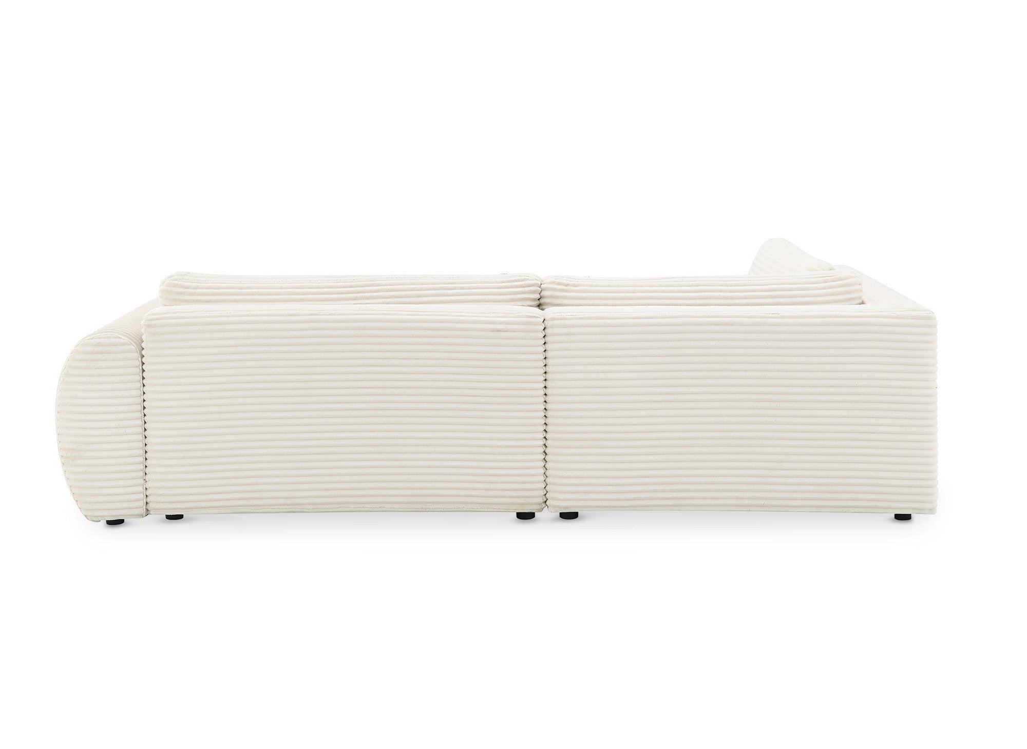 TILDA Ecksofa mit weichem Rippenmuster, Beige, mit Chaiselongue und Stauraum – Linke Ecke