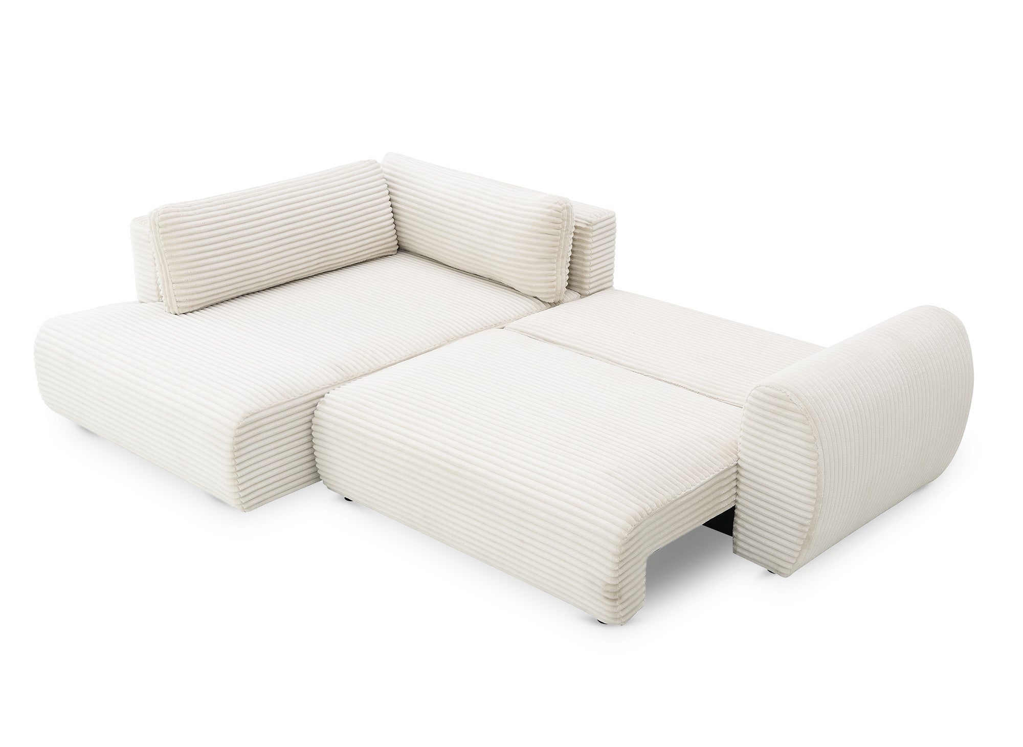 TILDA Ecksofa mit weichem Rippenmuster, Beige, mit Chaiselongue und Stauraum – Linke Ecke