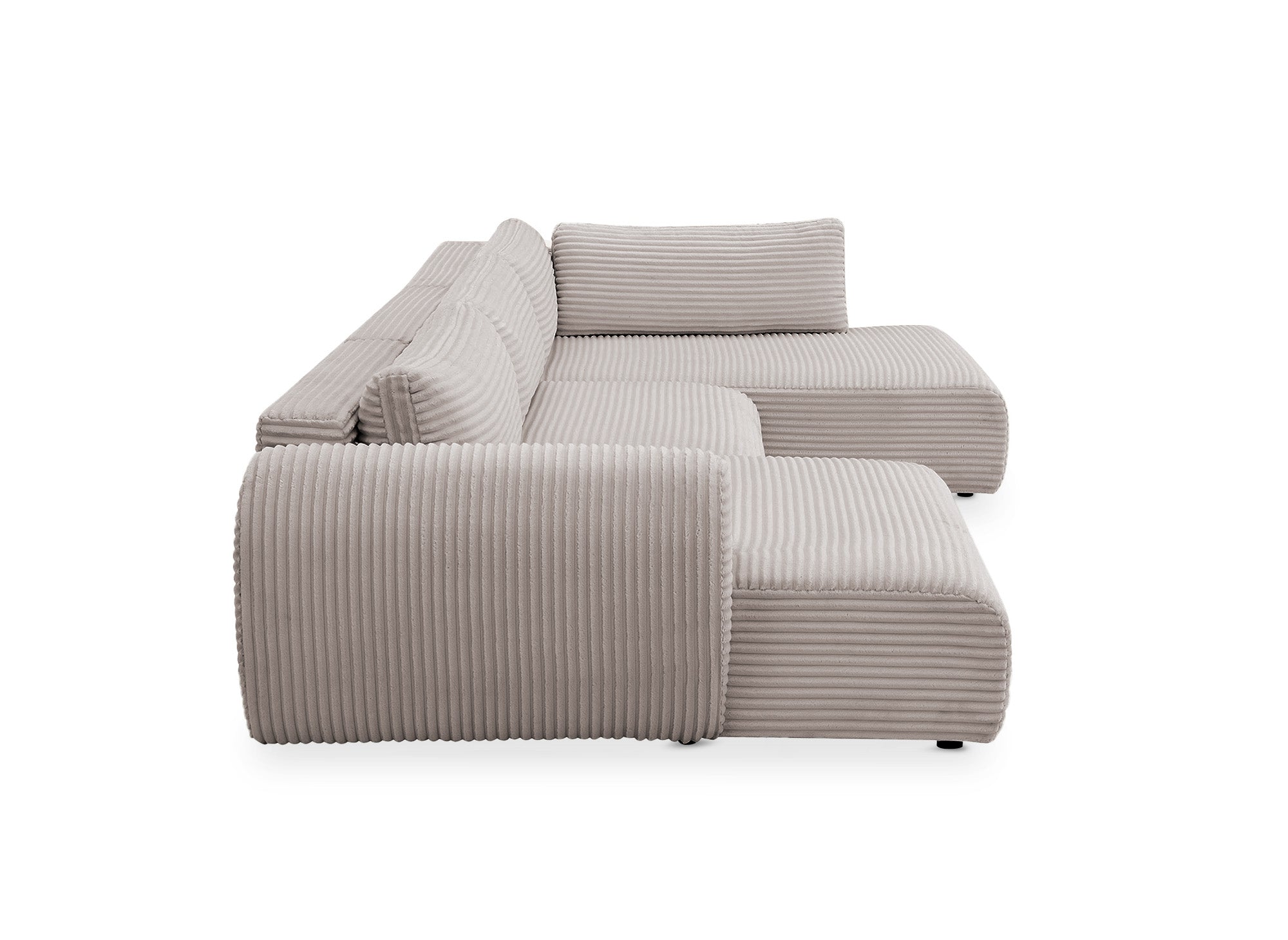 TILDA Taupe Cord Cabrio Panoramasofa mit Stauraum - Rechtwinklig