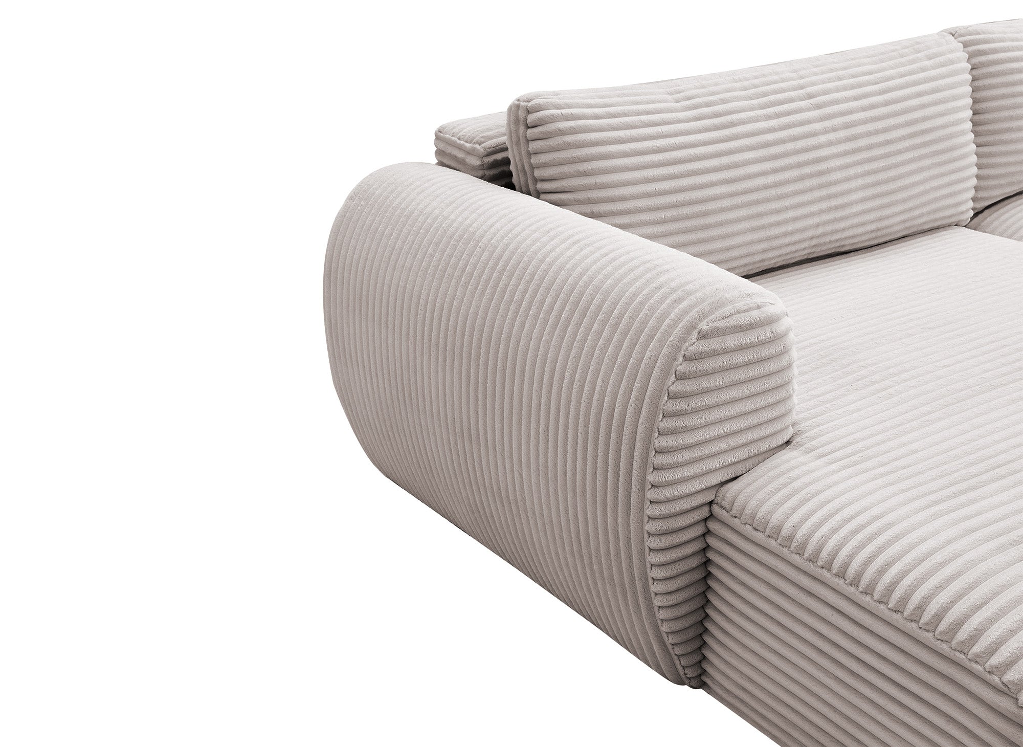 TILDA Taupe Cord Cabrio Panoramasofa mit Stauraum - Rechtwinklig