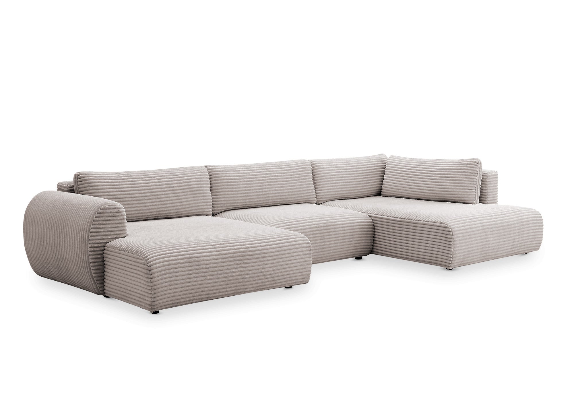 TILDA Taupe Cord Cabrio Panoramasofa mit Stauraum - Rechtwinklig