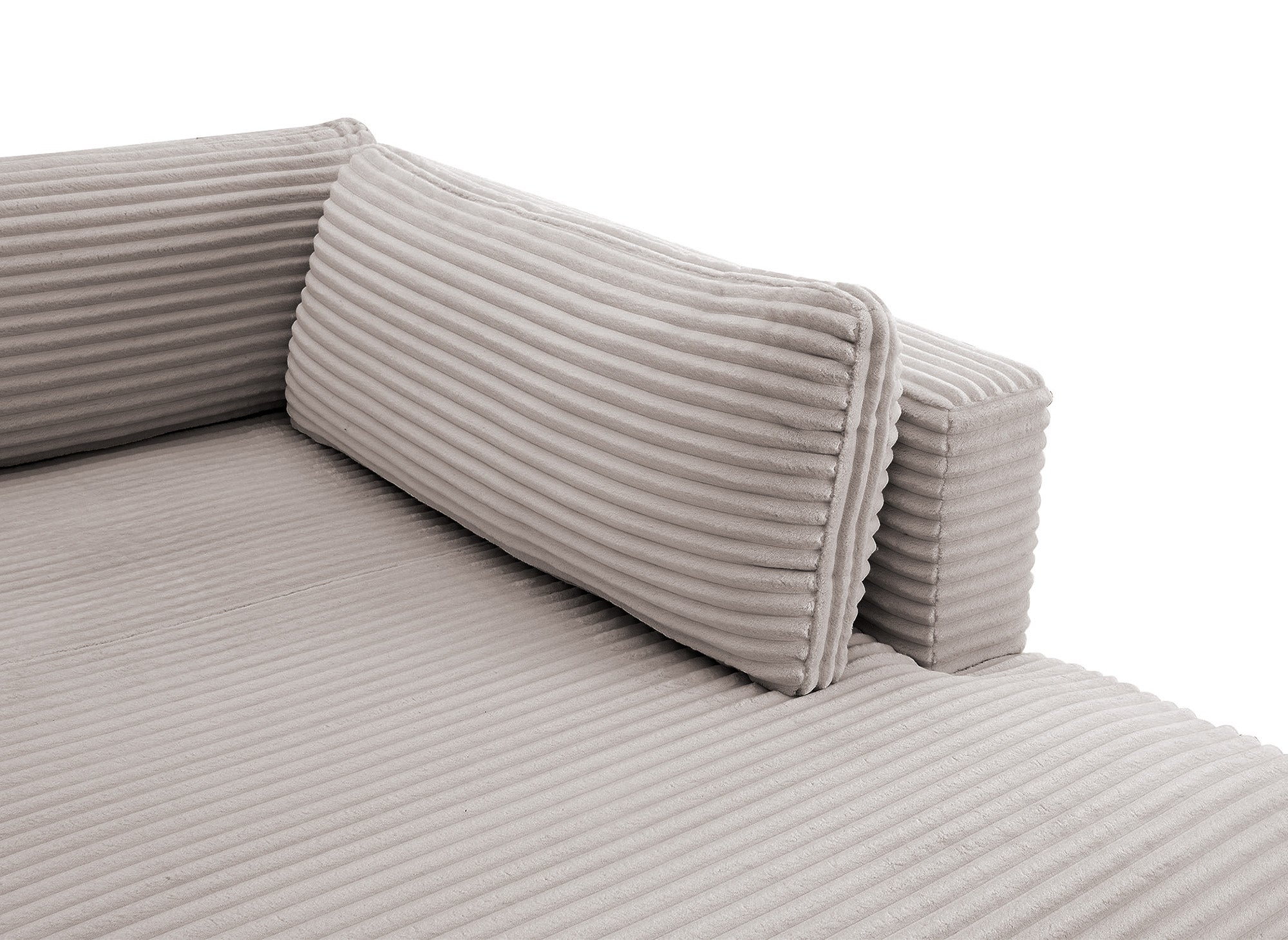 TILDA Taupe Cord Cabrio Panoramasofa mit Stauraum - Rechtwinklig