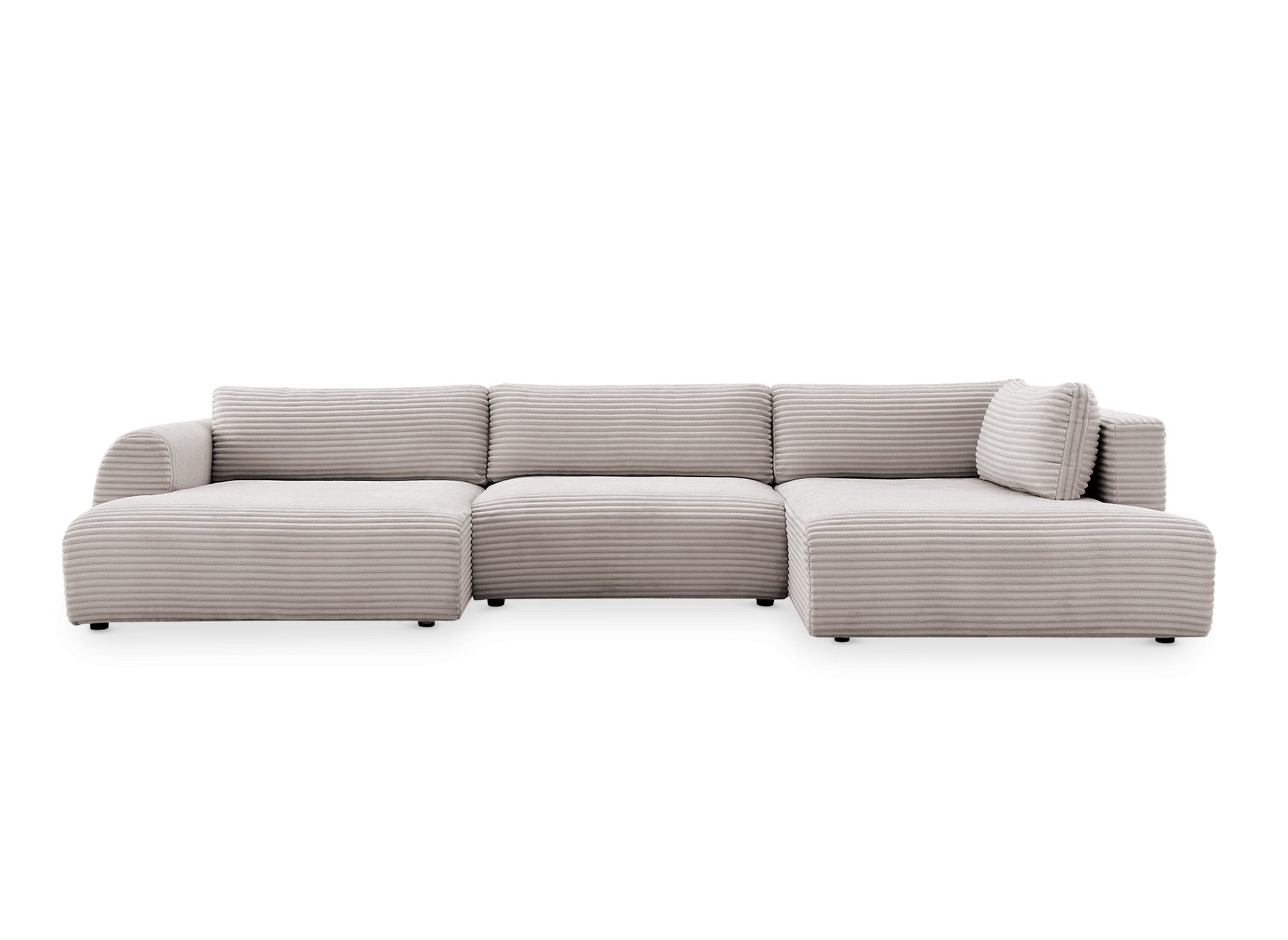 TILDA Taupe Cord Cabrio Panoramasofa mit Stauraum - Rechtwinklig